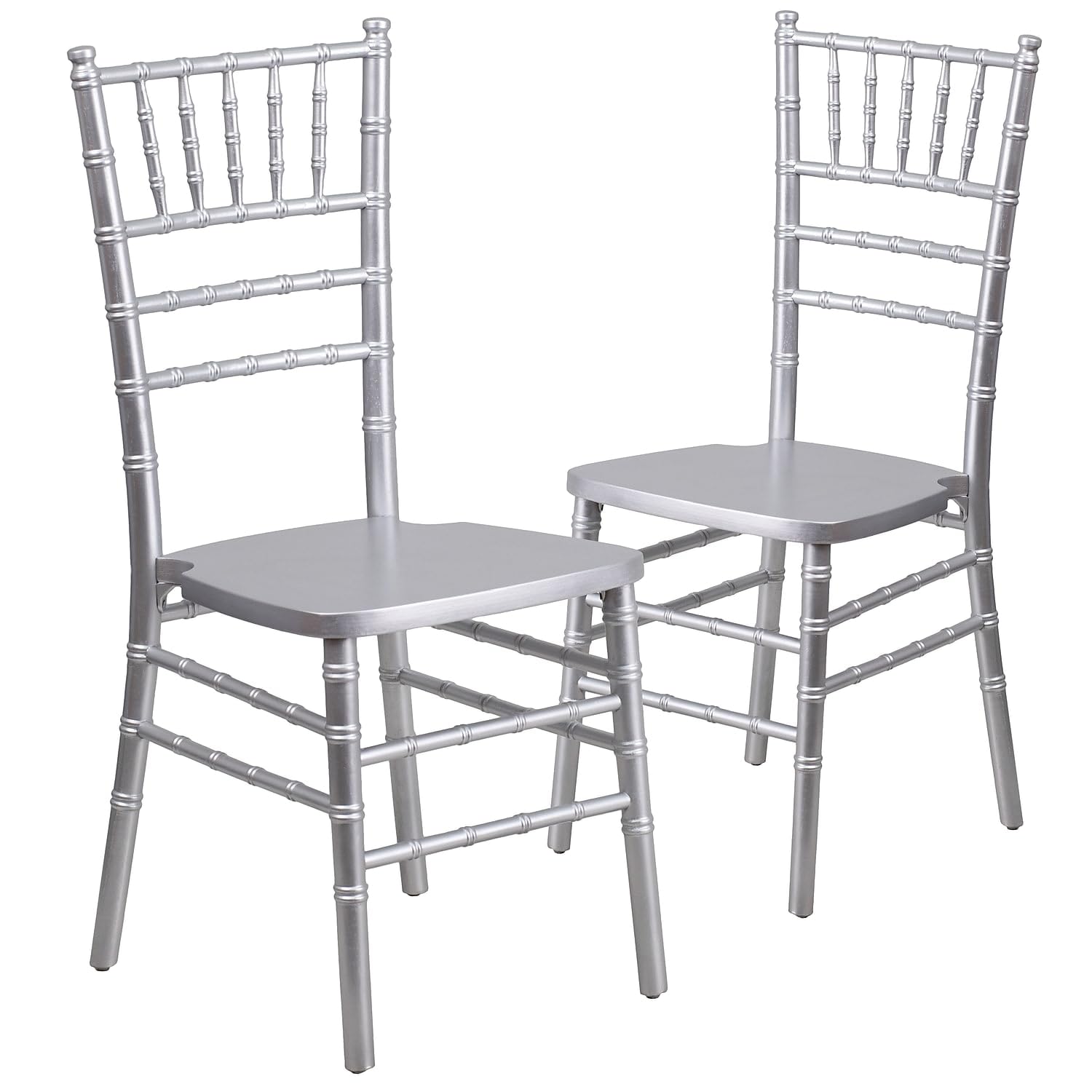 Flash Furniture 2-Pack HERCULES Series Silver Wood Chiavari Chairs - Elegant Event & Wedding Seating for Banquets, Parties & Home Decor
