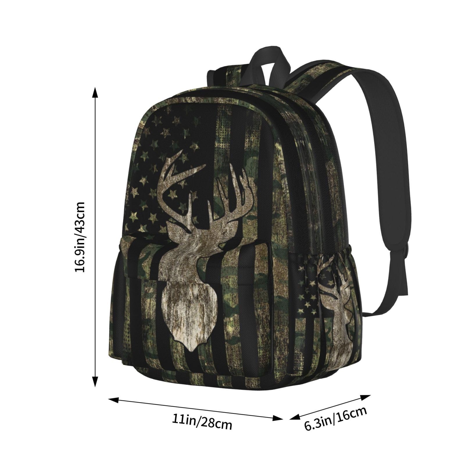 YETTA YANG Camouflage Backpack - Tactical Army Camo Retro Hunting Backpack with American Flag Design, Multiple Pockets for Laptop, Travel, Hiking, Gym & Outdoor Sports - Durable Unisex Backpack for Men & Women