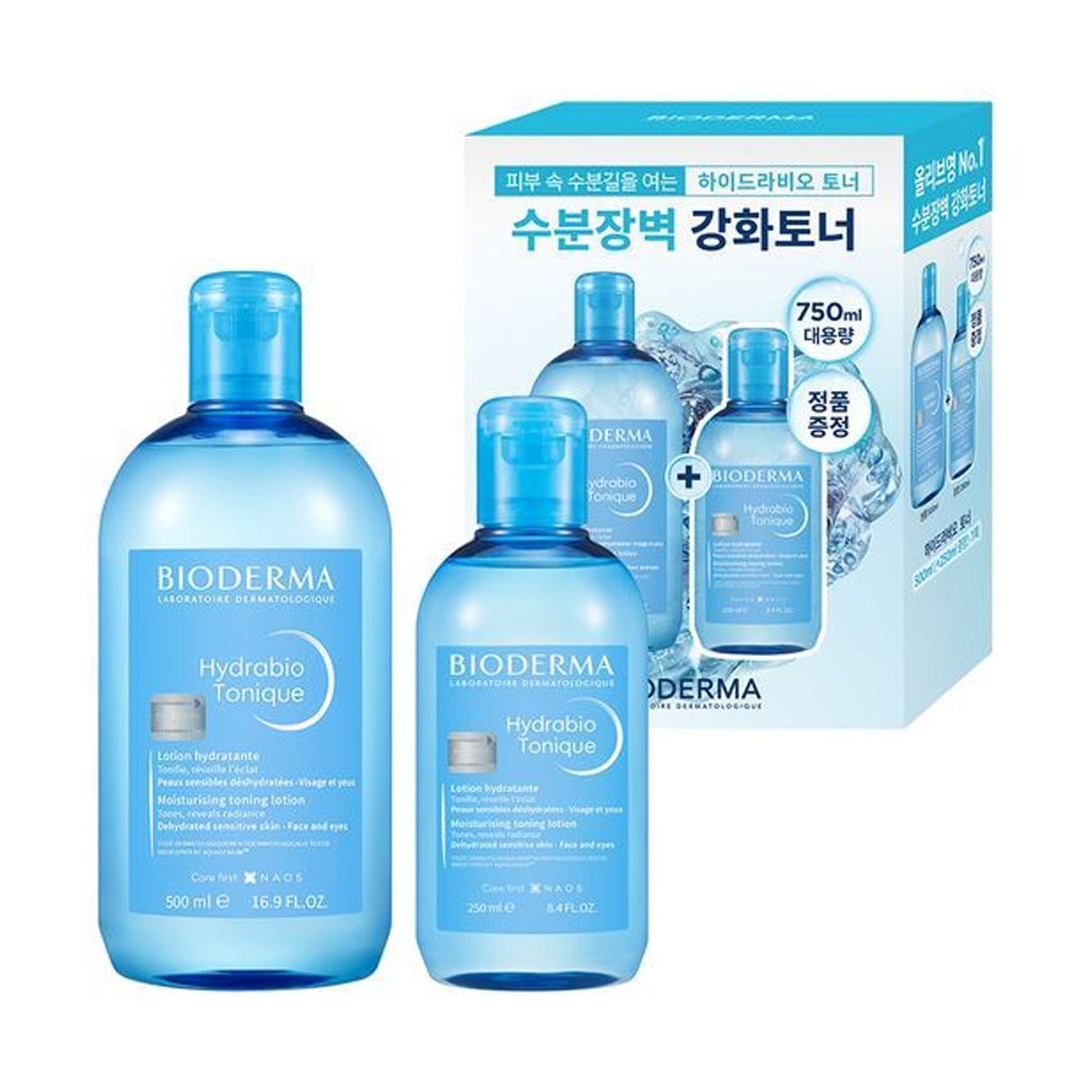 BIODERMA Hydrabio Tonique Hydrating Facial Toner 500ml + Free 250ml Gift Set - Soothing & Moisturizing for Dry & Sensitive Skin - Perfect for Daily Skincare Routine & Travel