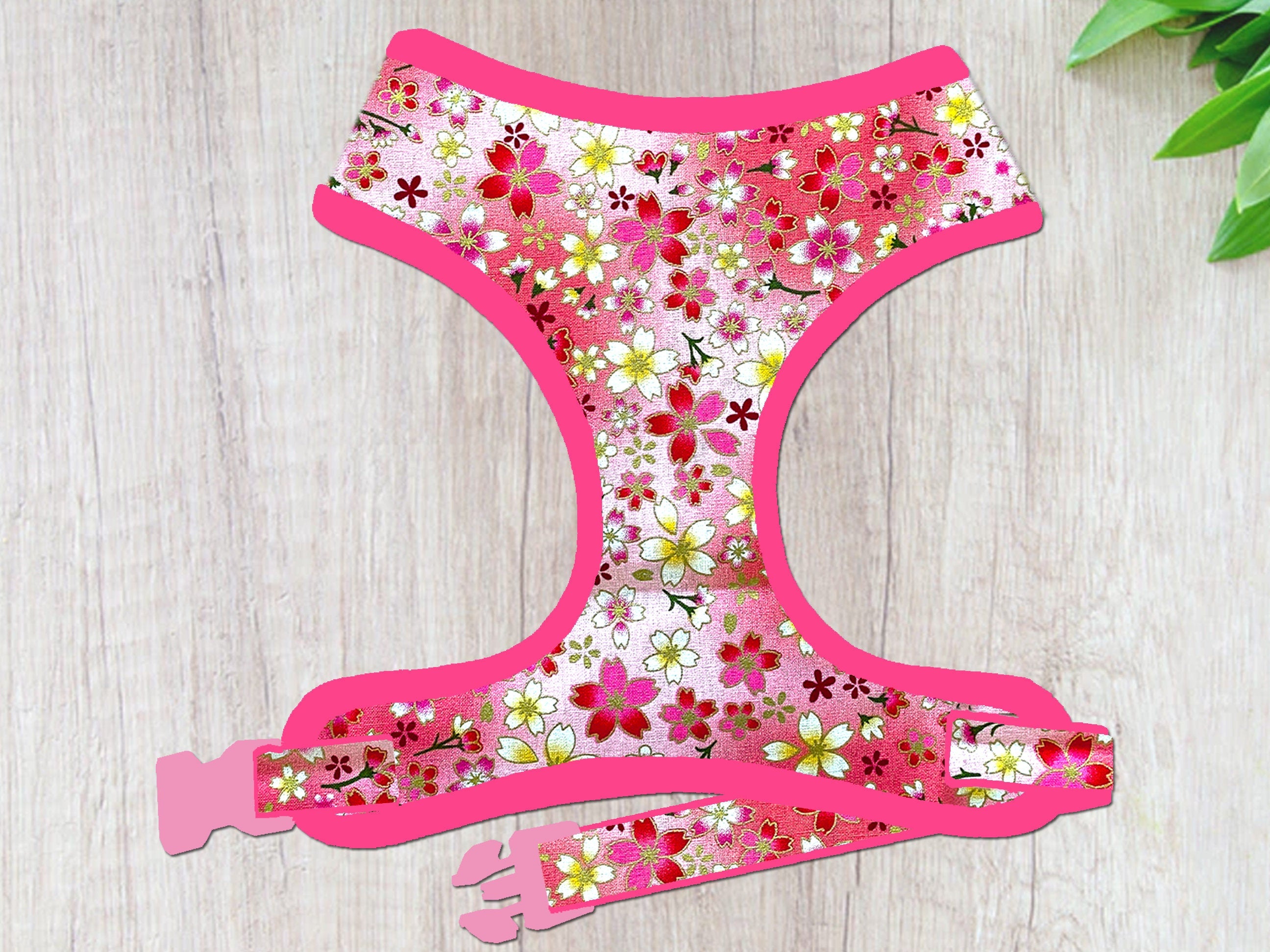 Japanese Kimono Cherry Blossom Dog Harness - Pink Pet Costume for Small & Medium Dogs - Perfect for Halloween, Cosplay & Photo Shoots