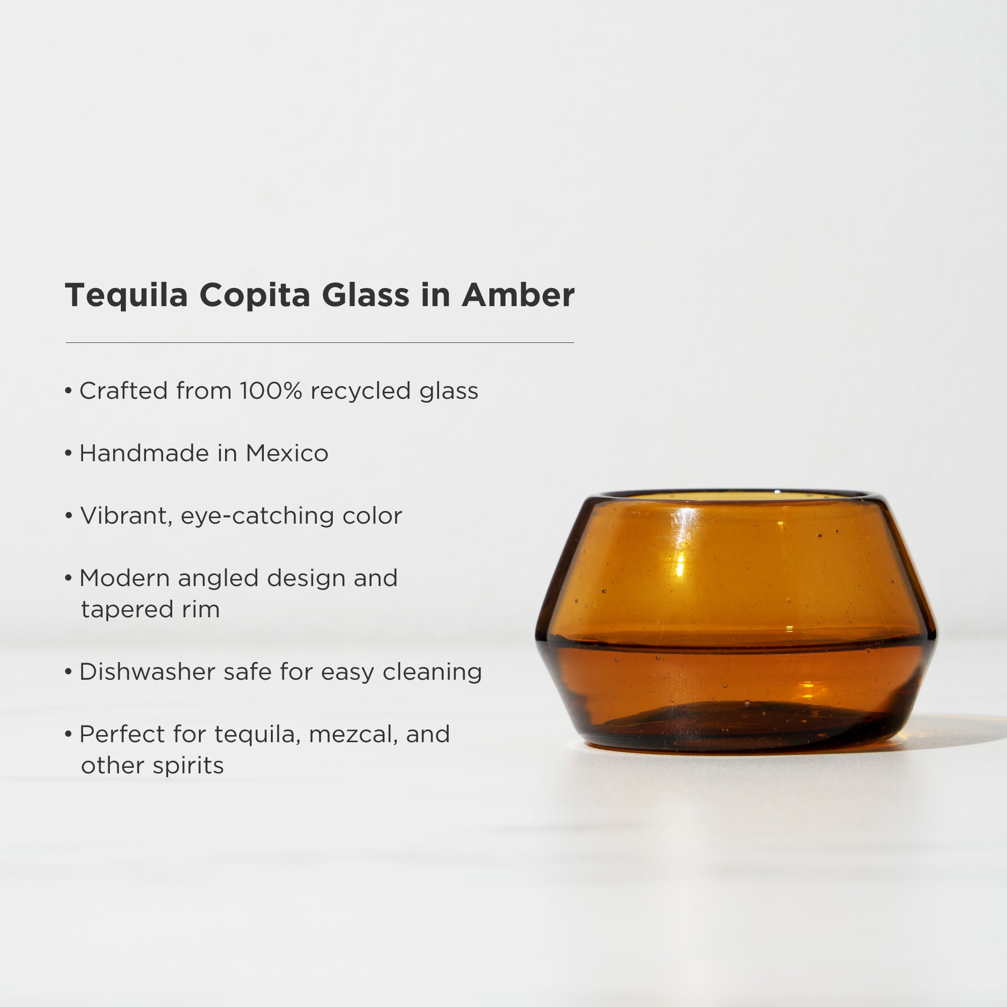 Premium Amber Tequila Copita Glass Set - Authentic Mexican Style for Sipping Tequila, Mezcal & Spirits - Perfect for Tasting, Gifting & Home Bar Decor