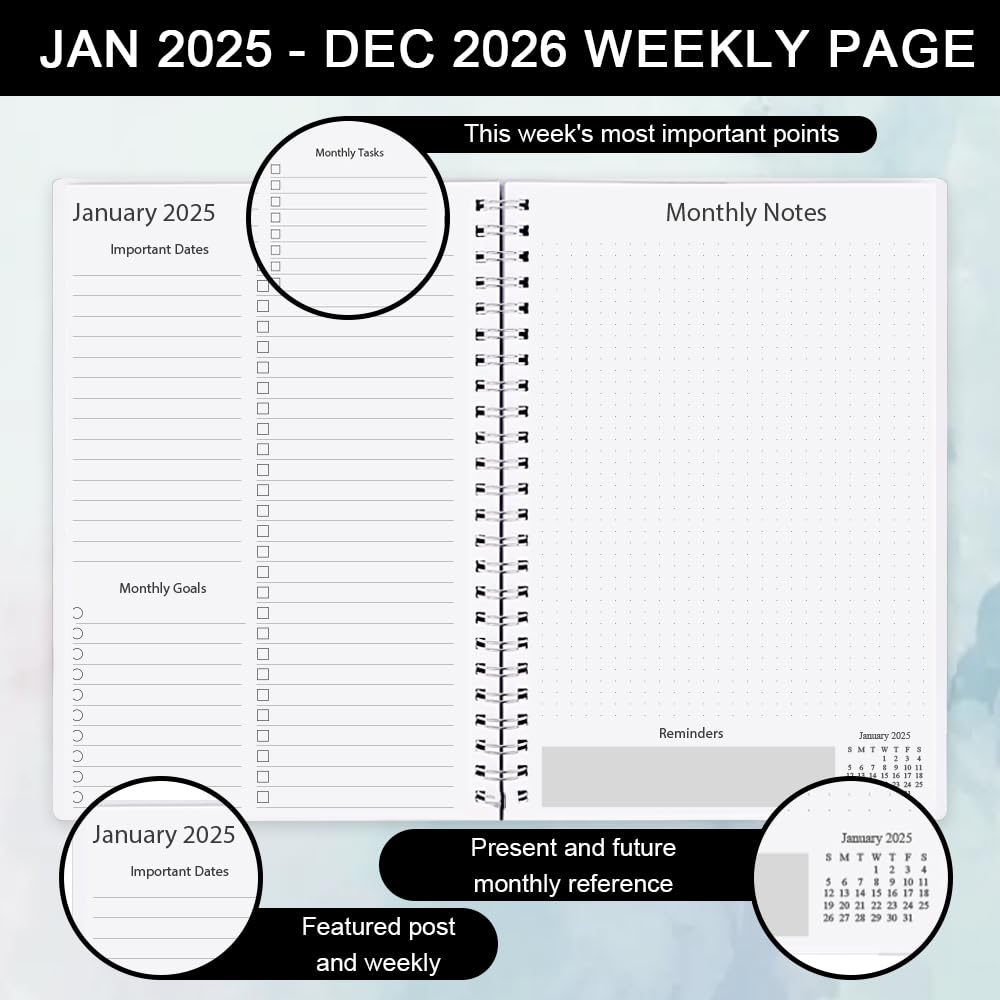 2025-2026 Monthly Planner - 2 Year Academic Planner from January 2025 to December 2026 | 7