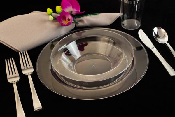 20-Pack Clear Round Plastic Plates - Durable Disposable Dinner Plates for Parties, Picnics & Events - BPA-Free Shatterproof Tableware (10.5 Inch) - Perfect for Birthday, Wedding & Outdoor Dining