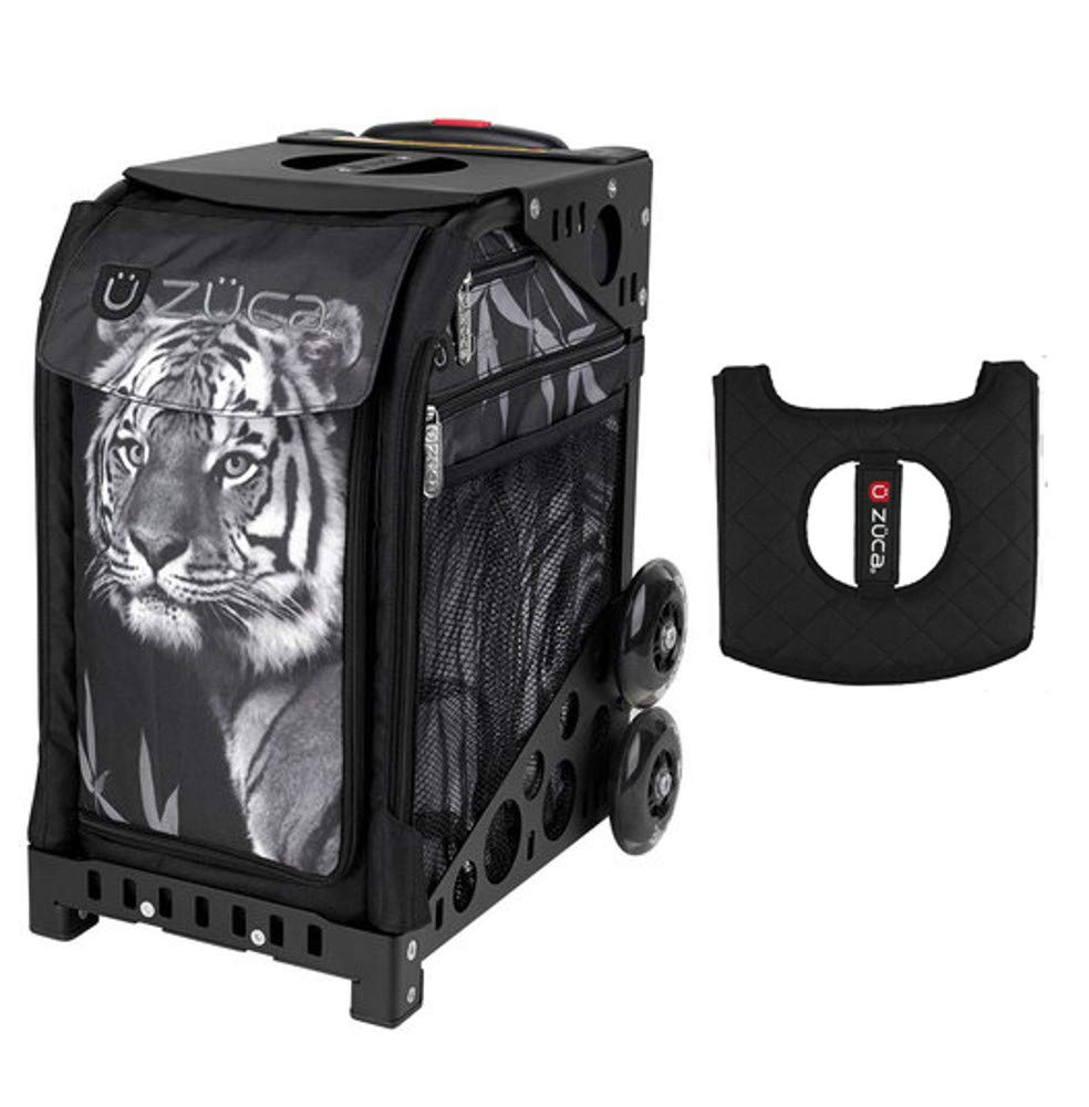 Zuca Sport Bag - Tiger Print with Black/Pink Seat Cover (Non-Flashing Black Wheels) | Durable Skate & Travel Backpack for Athletes & Students | Perfect for Gym, School & Sports Events