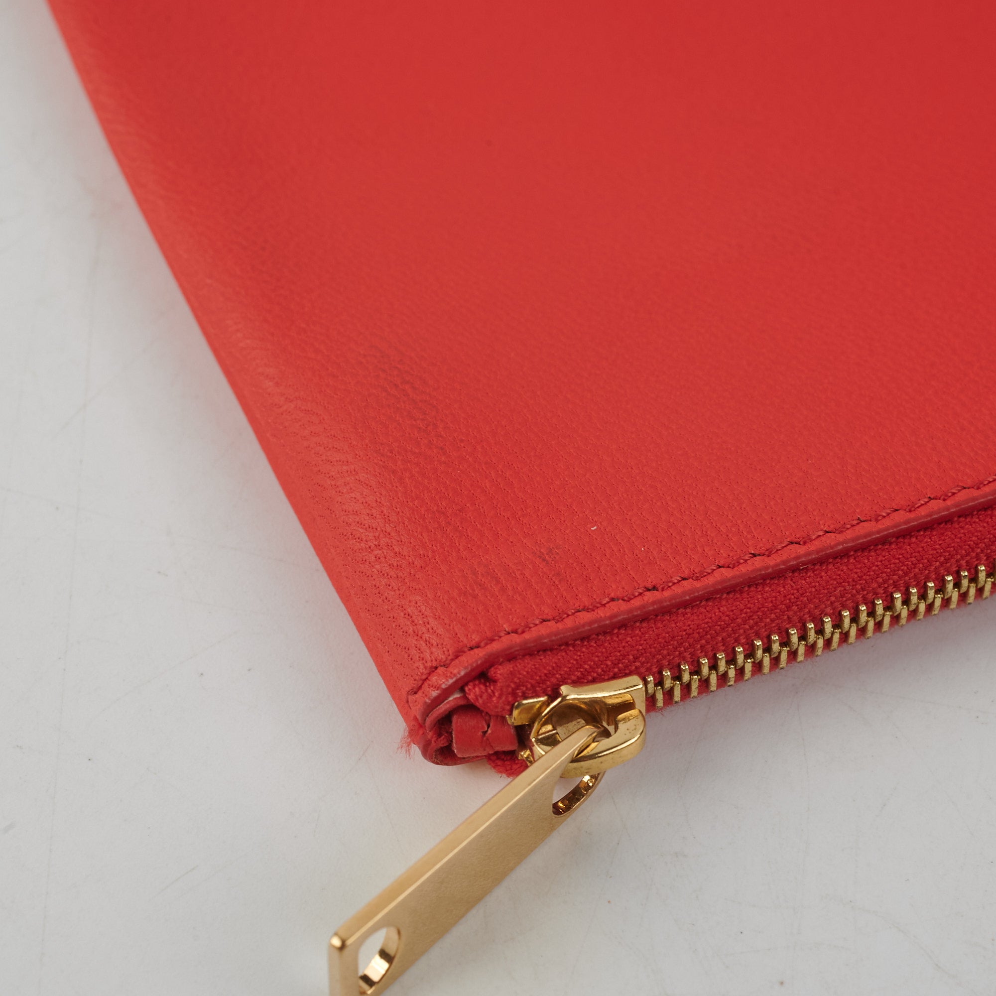 Celine Leather Pouch Handbag in Red/Taupe - Stylish Crossbody Bag for Women, Perfect for Work, Travel & Evening Out