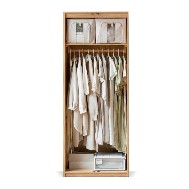 Solid Oak Wood Modern Wardrobe - Customizable Closet Organizer for Bedroom, Walk-in Closet & Home Storage