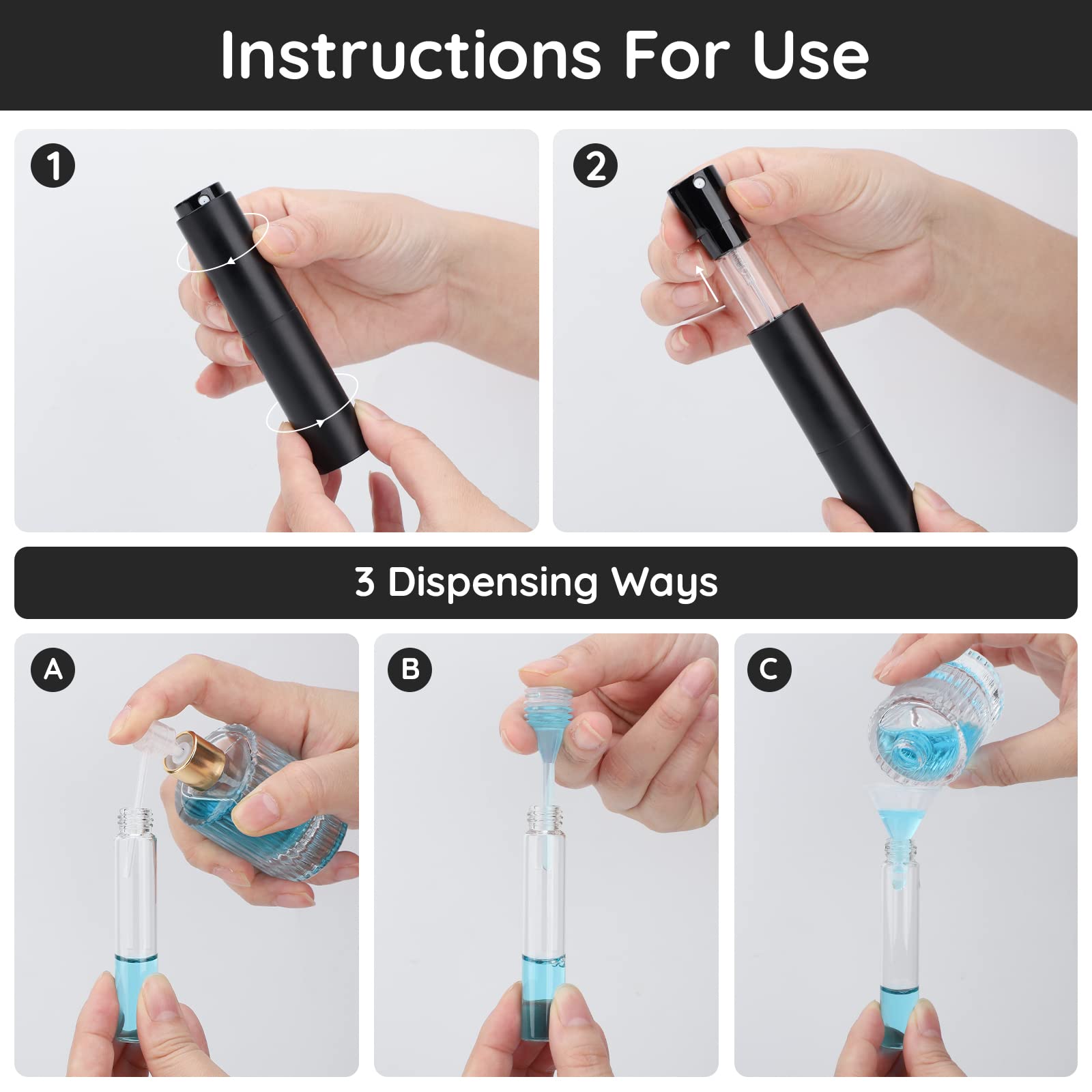 Segbeauty 2-Pack 10ML Refillable Travel Perfume Bottles - Portable Cologne Atomizer Dispenser with Glass Sprayer, Mini Scent Pump Case for Women & Men | Perfect for Airplane Carry-On, Gym Bag, and On-The-Go Fragrance Touch-Ups