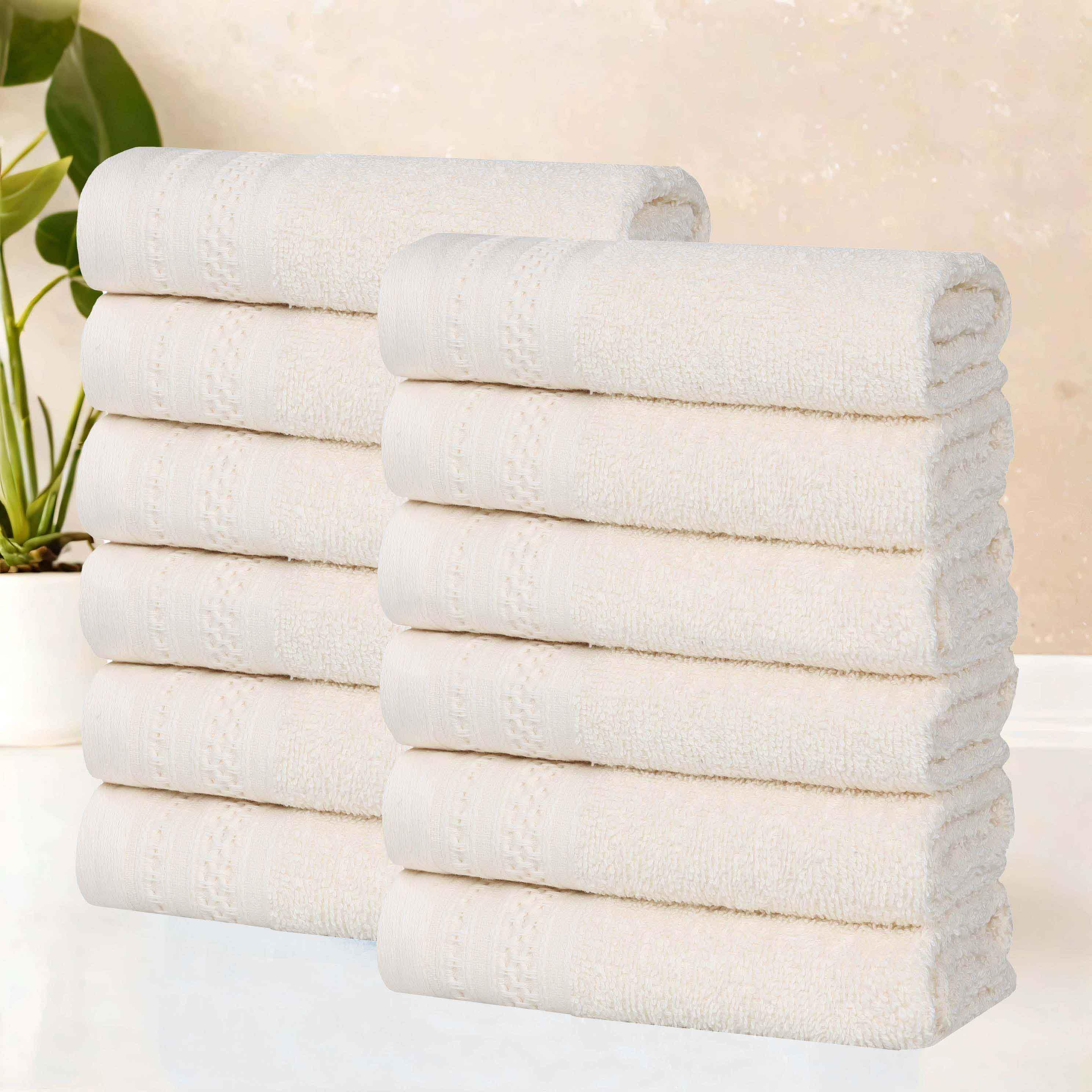 Premium Honeycomb Waffle Weave Cotton Face Towels - Ultra Soft & Absorbent Bath Towel Set of 12 for Spa, Gym, Travel & Luxury Home Use
