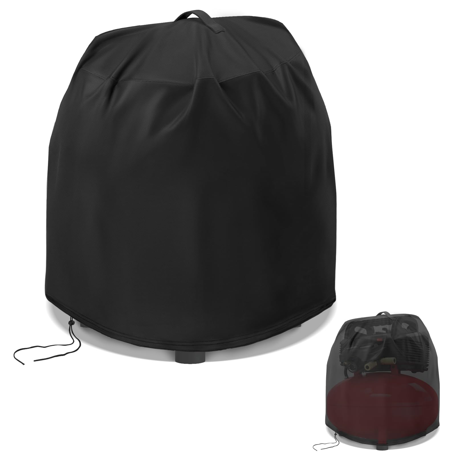 Kingling 6 Gallon Air Compressor Cover - Waterproof Dust Protection for Portable Pancake Air Compressors (Black) | Ideal for Garage Storage, Construction Sites & Outdoor Equipment Protection