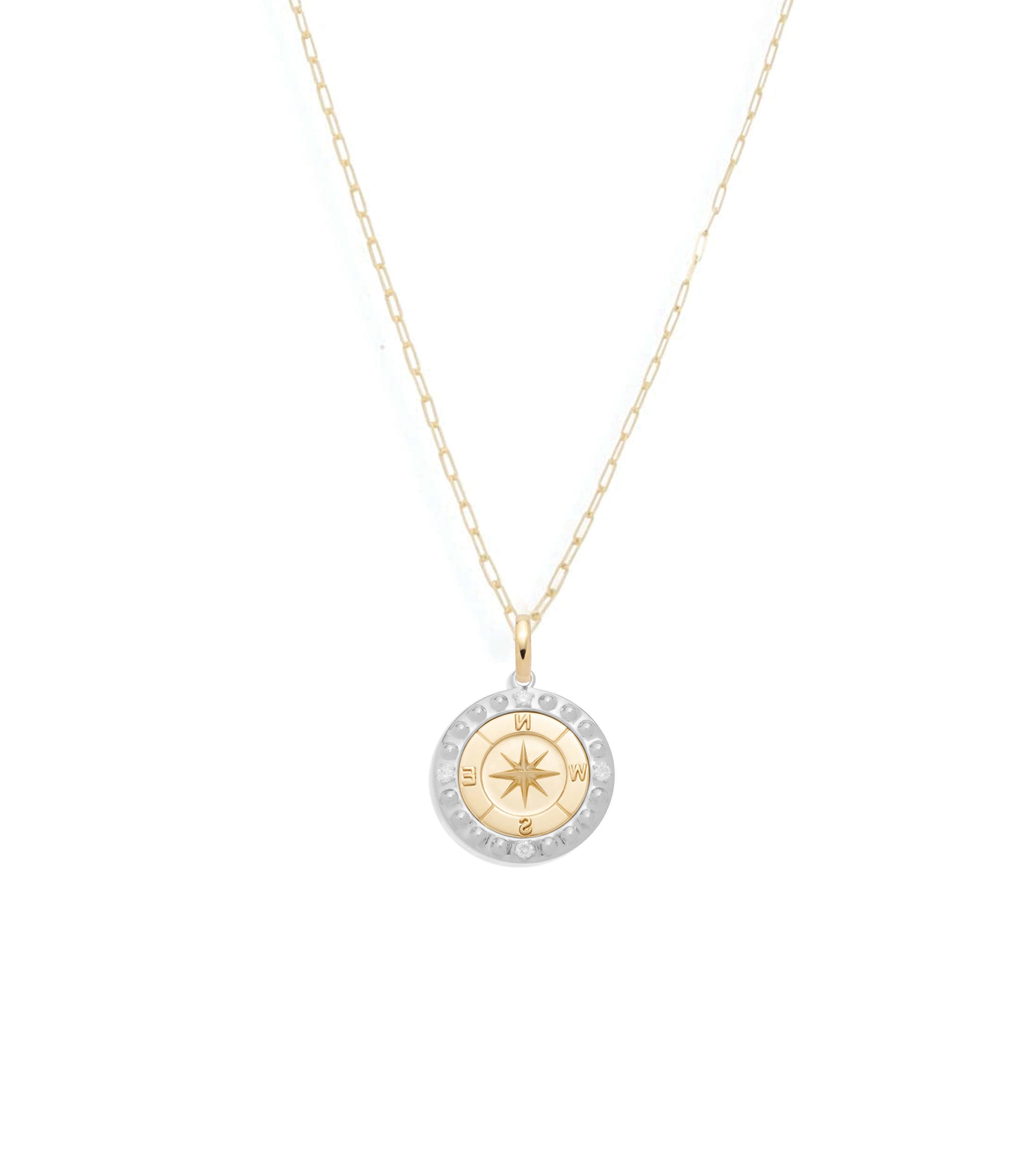 Internal Compass Superfine Clip Necklace in Mixed Gold - Elegant Layering Jewelry for Everyday Wear & Special Occasions