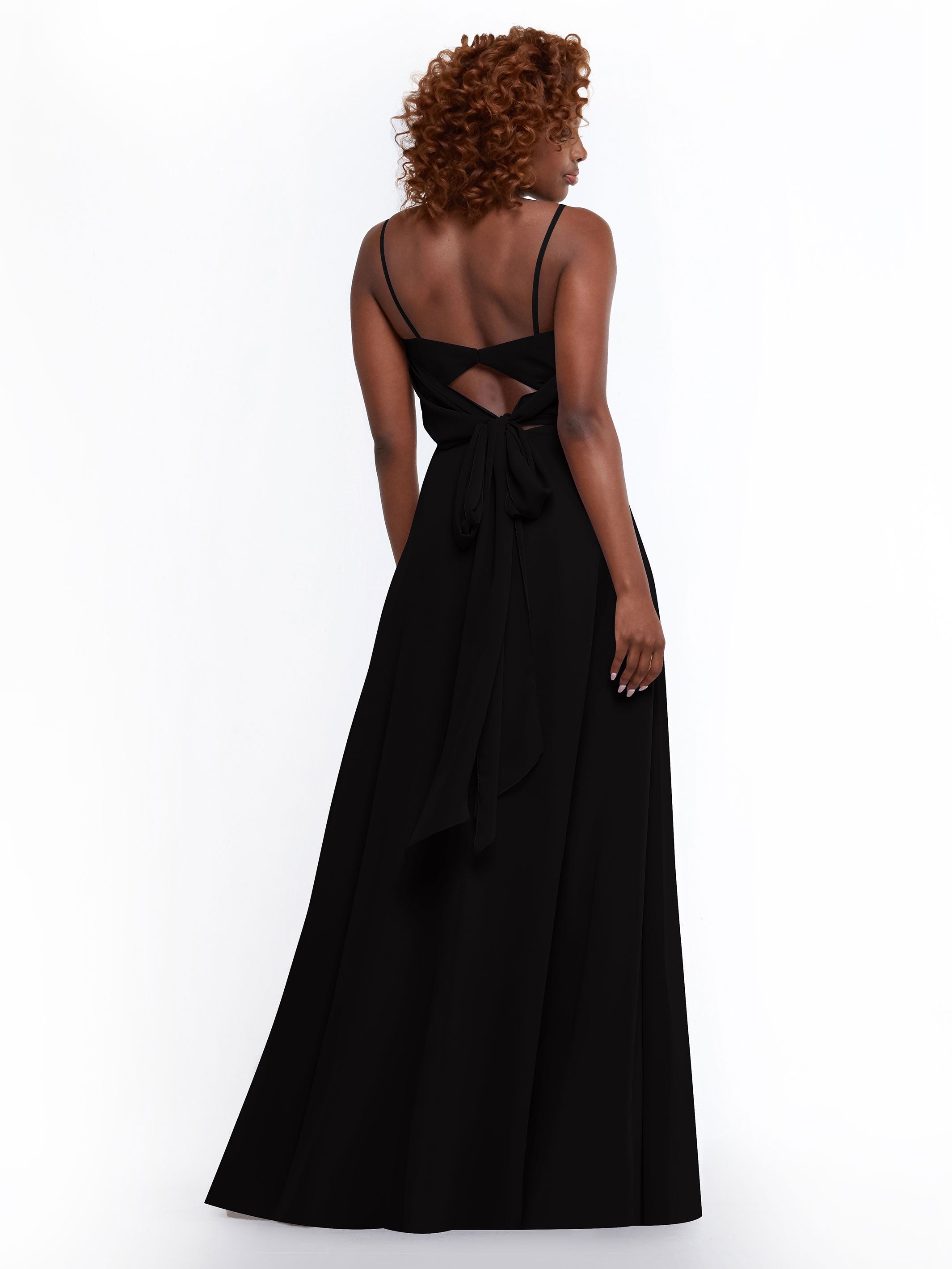 Elegant A-Line Bridesmaid Dress with Flowy Chiffon Skirt & Thigh High Slit - Perfect for Weddings, Formal Events & Special Occasions