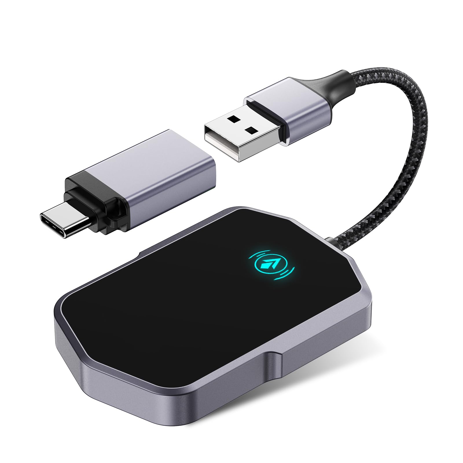 Wireless Android Auto Adapter - Convert Wired to Wireless CarPlay for Android 11+ & 2017+ Vehicles | Fast Connection | Plug & Play | Gray | Perfect for Commuting & Road Trips