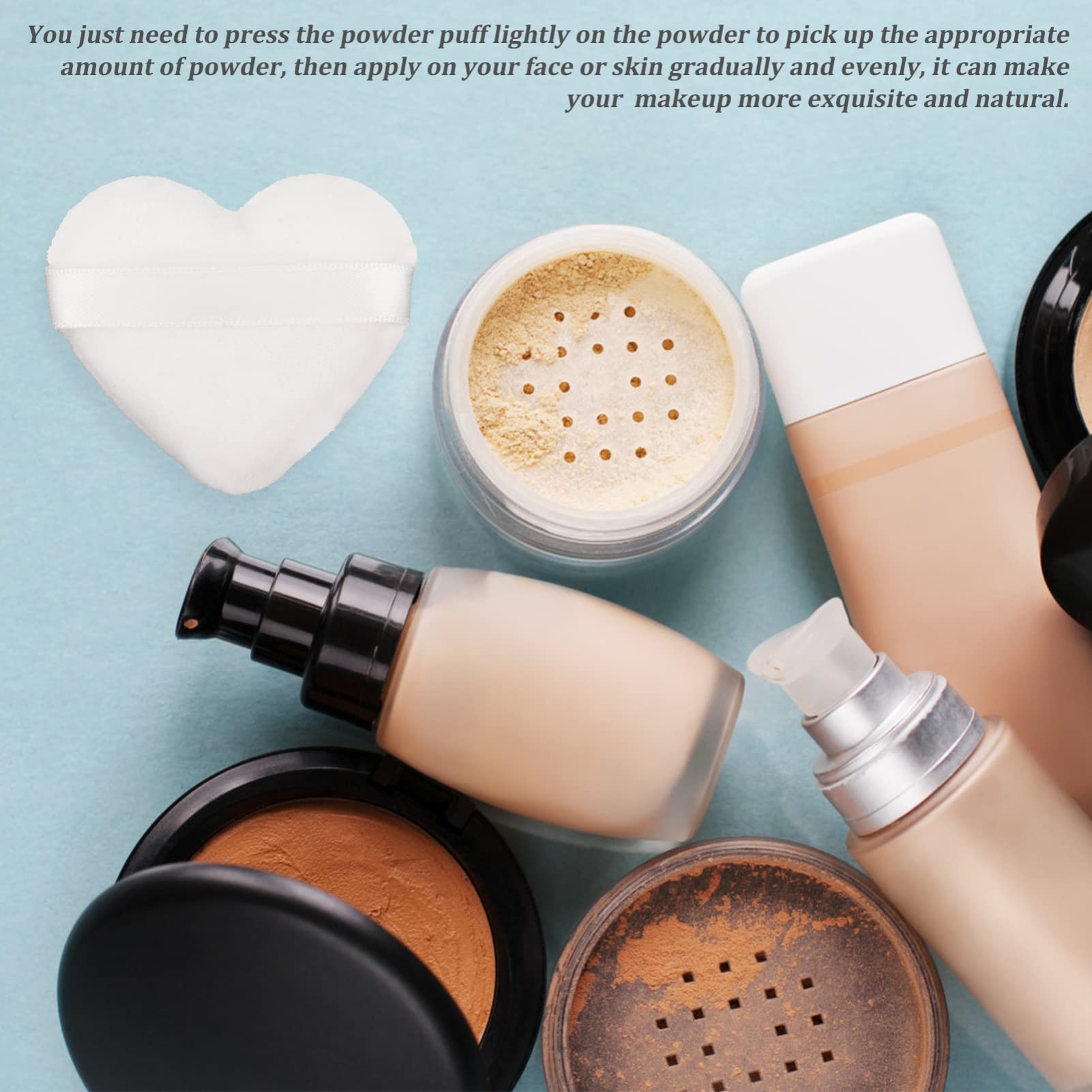 8pcs Heart-Shaped Pressed Powder Puffs - Premium Makeup Sponges for Loose Powder, Contouring & Under Eyes | Soft Cosmetic Blenders for Women & Girls | Ideal for Daily Makeup & Professional Use (White)