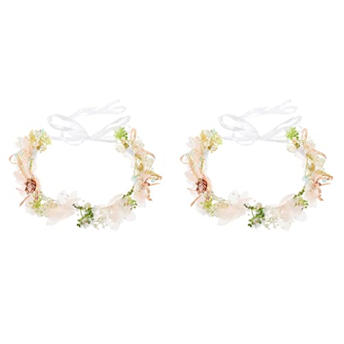 FRCOLOR Kids Hair Ties & Floral Headbands Set - 2pcs Flower Hair Accessories for Girls, Wedding Bridal Wreath, Tiara & Garland - Perfect for Birthday Parties, Pageants, Photo Shoots and Special Occasions