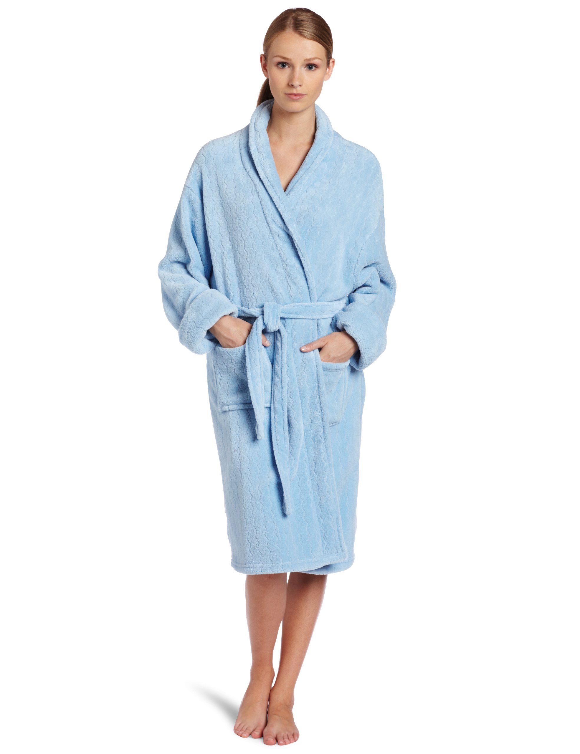 Blue Zig Zag Plush Spa Robe - Hotel & Home Relaxation