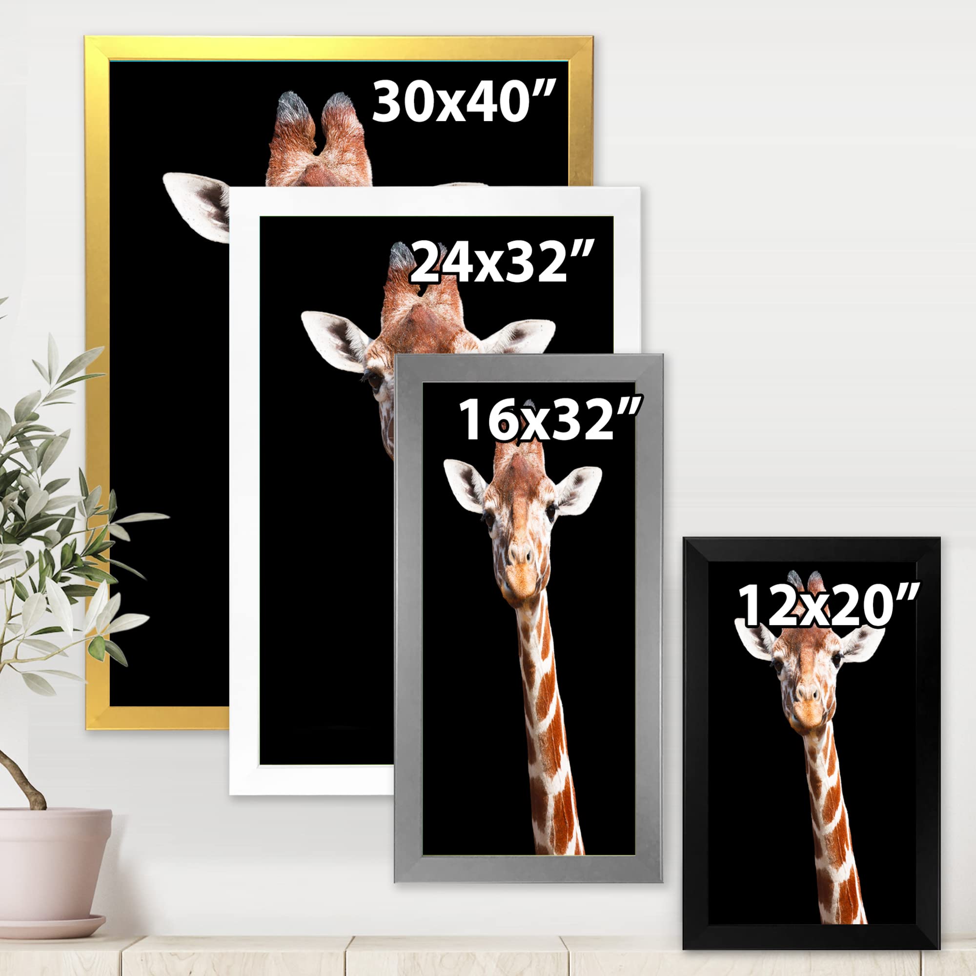 Giraffe Close-Up Portrait Framed Wall Art - Rustic Farmhouse Decor for Living Room, Bedroom & Office