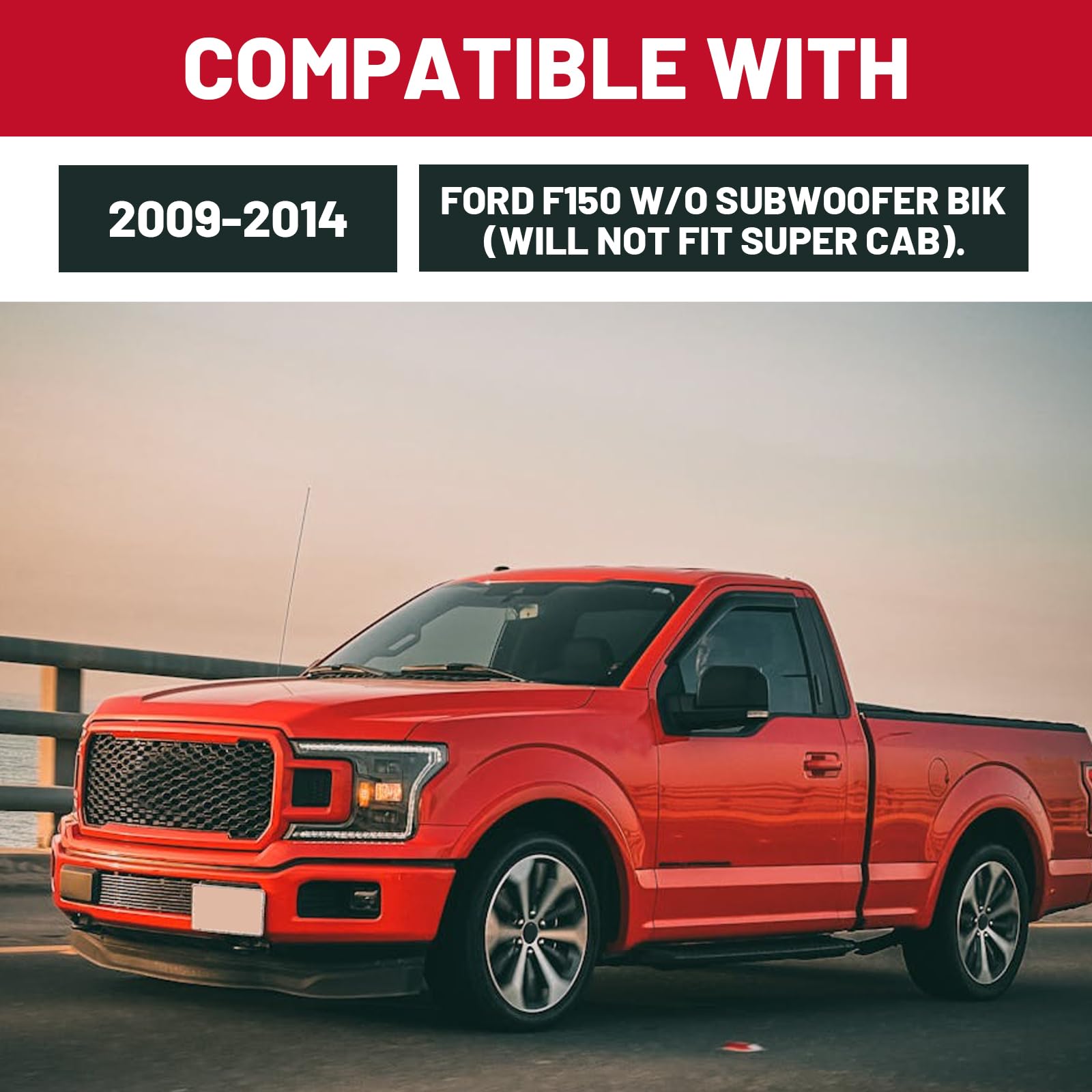 HECASA Under Seat Storage Box for 2009-2014 Ford F150 Supercrew & Crew Cab | Black Truck Organizer | No Subwoofer Required | Perfect for Tools, Emergency Kits & Road Trip Essentials
