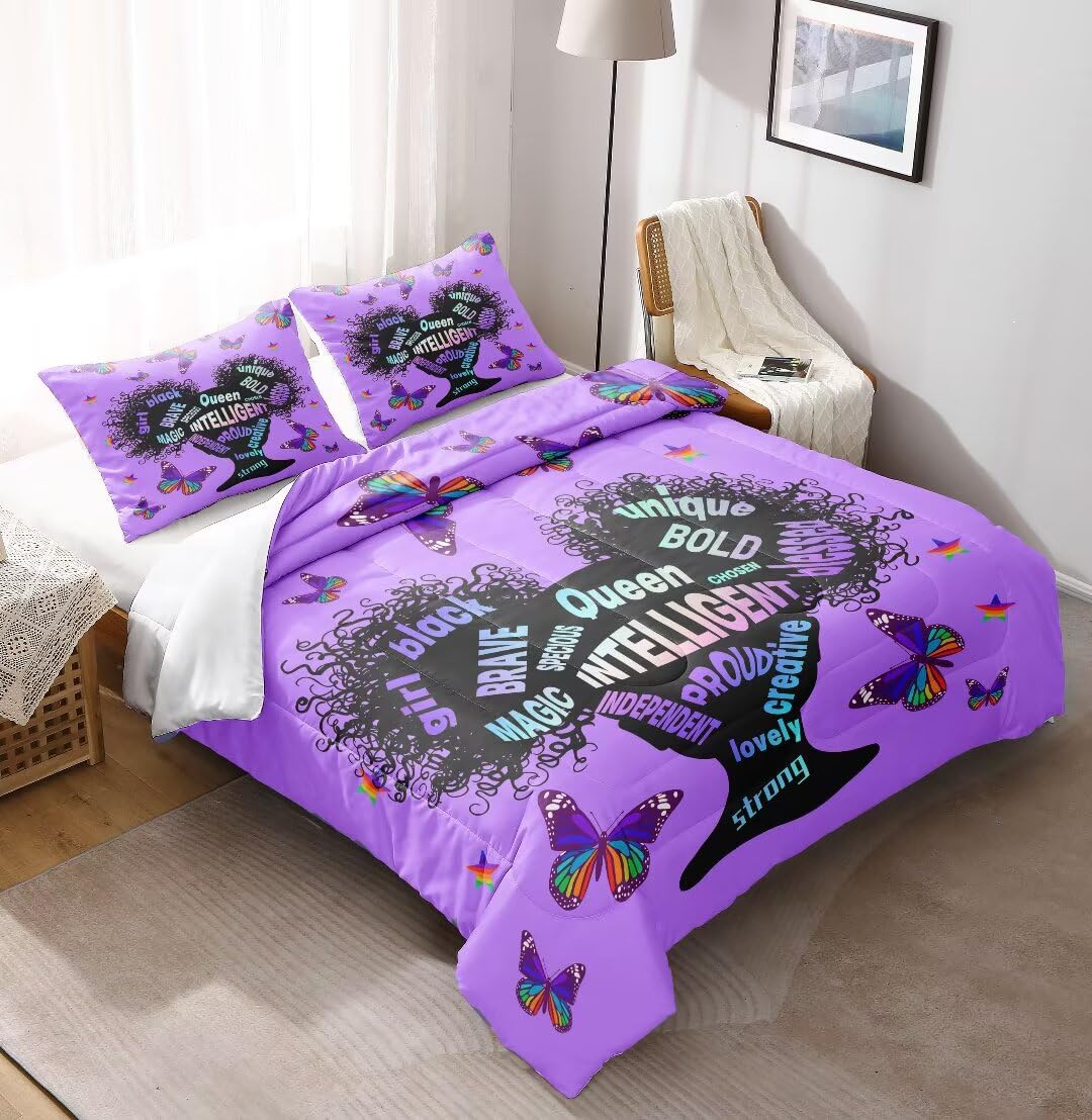 Black Girl Magic Comforter Set Twin for Kids & Teens - African American Inspirational Bedding with Princess Decor | Perfect for Toddler Rooms & Teen Bedroom Makeovers