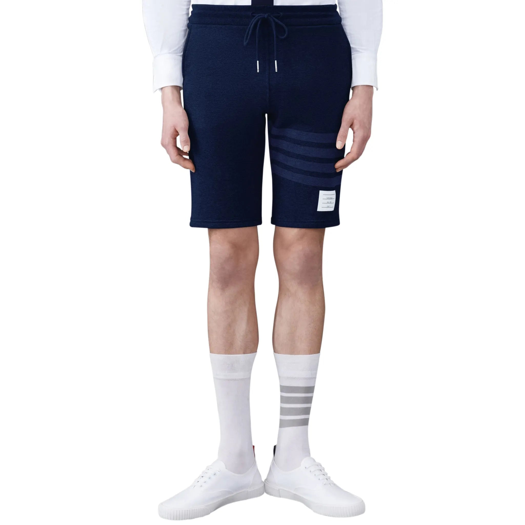 Thom Browne Classic Loopback 4-Bar Blue Sweat Shorts for Men | Premium Cotton Casual Lounge Shorts | Perfect for Gym, Home & Summer Outfits
