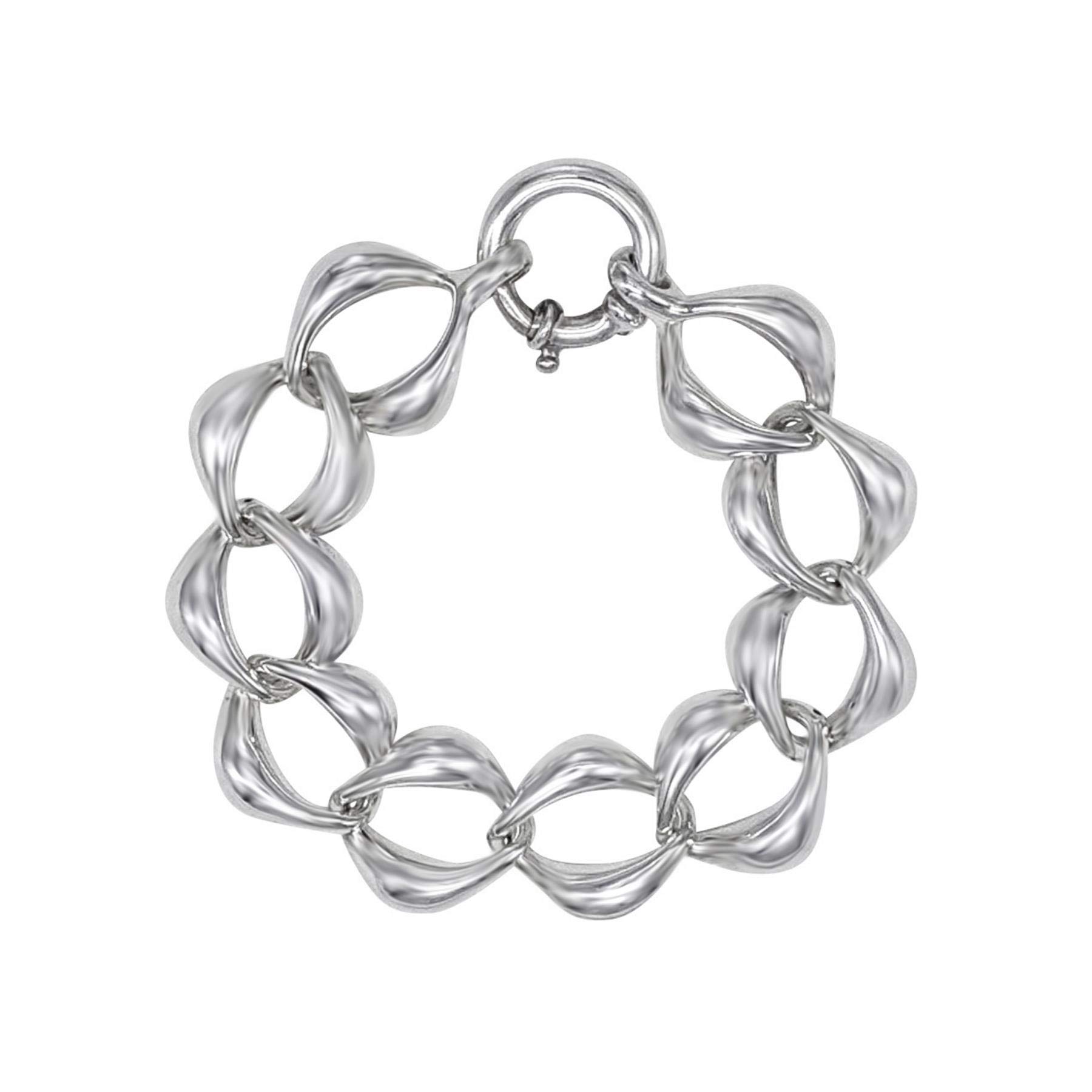 Silverly Women's 925 Sterling Silver Electroform Chunky Curb Chain Bracelet - Wide Lightweight Link Design for Everyday Wear & Special Occasions