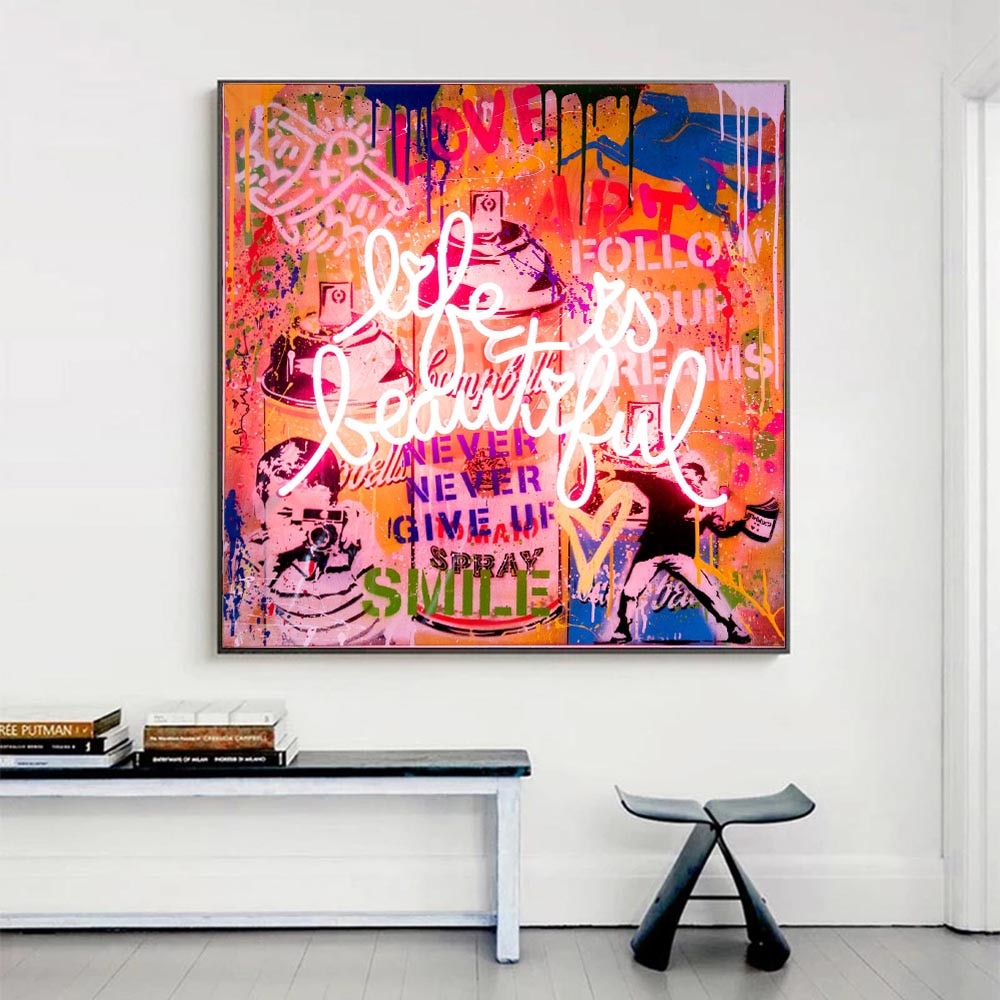 Banksy Life is Beautiful Authentic Street Art Print for Sale - Perfect for Home Decor, Office Wall Art & Gift for Art Lovers