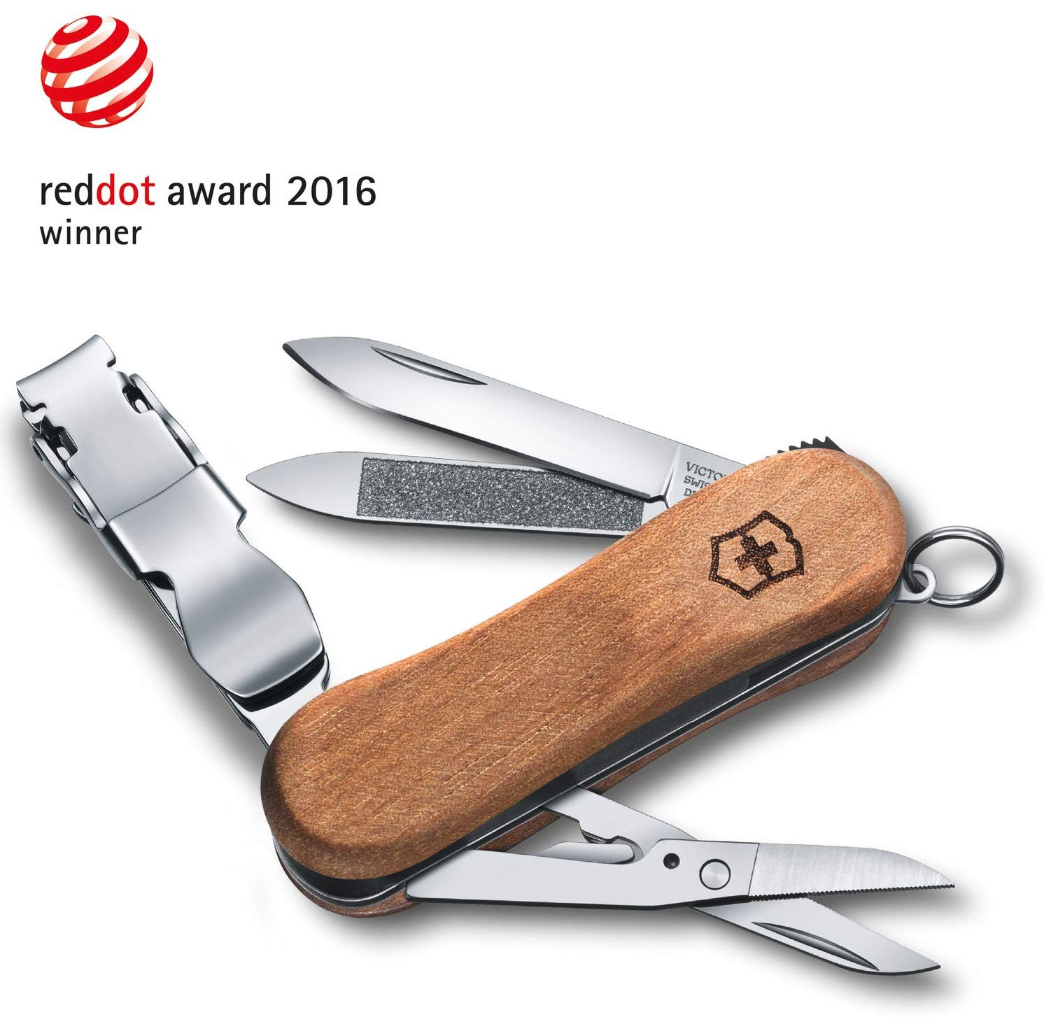 Victorinox Wooden Nail Clippers 580 - 6-in-1 Multi-Function Nail Care Set with Blade, Sharp Nail Clipper, Nail File & Cleaner (Walnut Wood) - Perfect for Travel, Home & Grooming Kits