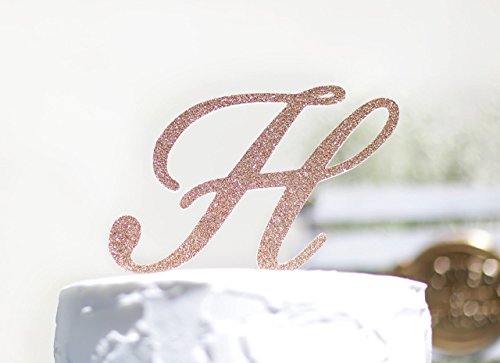 Personalized Monogram Glitter Cake Topper - Custom Initial Wedding Cake Decor - Single Letter Cake Topper in Your Choice of Glitter - Perfect for Weddings, Birthdays & Anniversary Celebrations