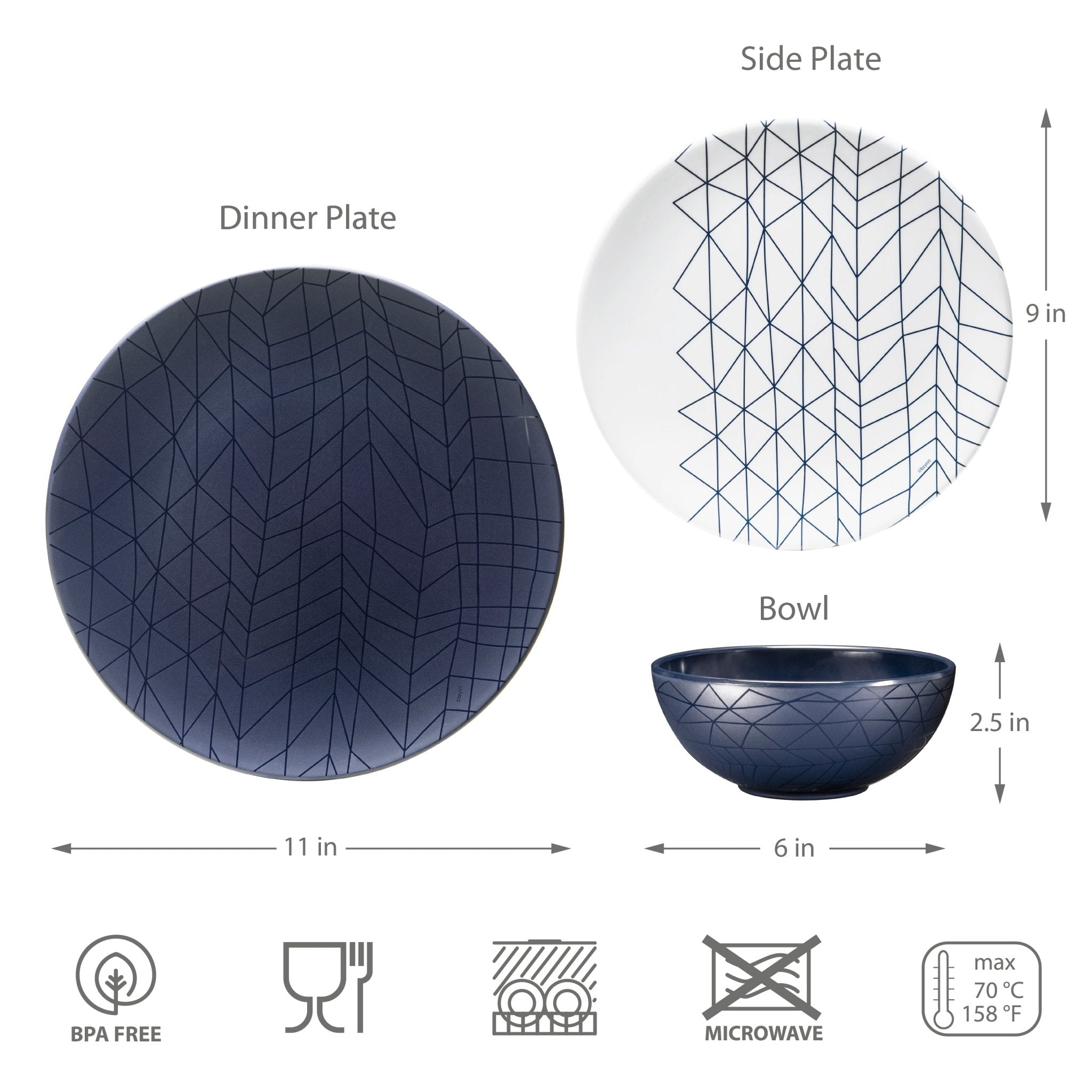 12-Piece Spiderman Melamine Plate and Bowl Dinnerware Set - French Navy Blue - Durable, Kid-Friendly, Unbreakable - Perfect for Birthday Parties, Picnics, and Everyday Family Meals