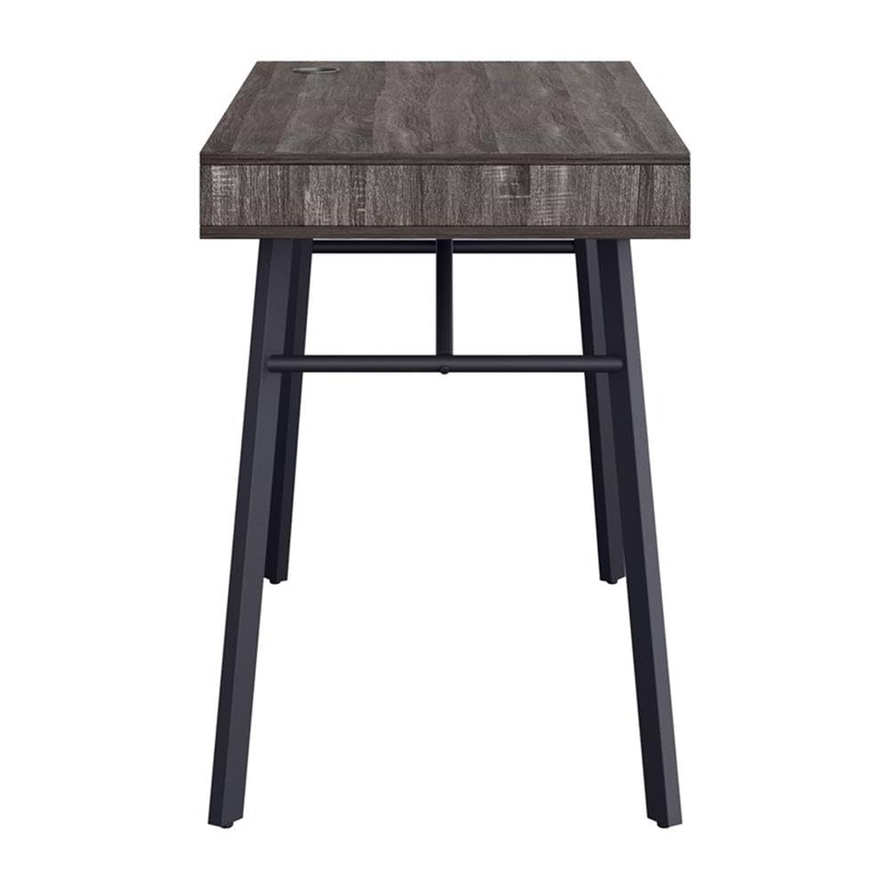 CorLiving Auston Modern Gray Engineered Wood Grain Finish Desk with Drawer - Stylish Home Office Desk with Storage for Small Spaces, Perfect for Remote Work & Study