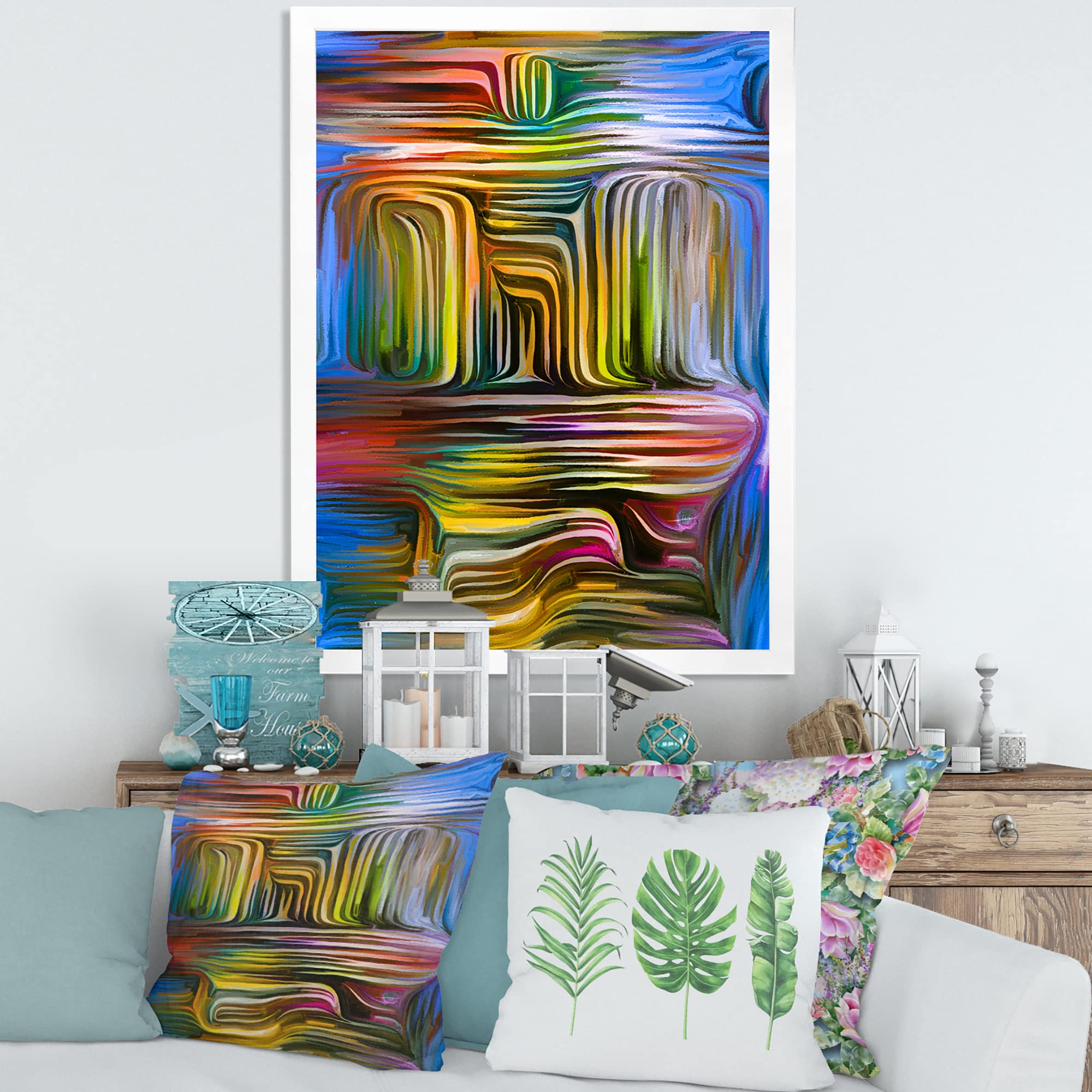 DesignQ Colour Fusion VIII Modern Framed Wall Art - Abstract Canvas Painting for Living Room, Bedroom & Office Decor - Perfect for Home & Commercial Spaces