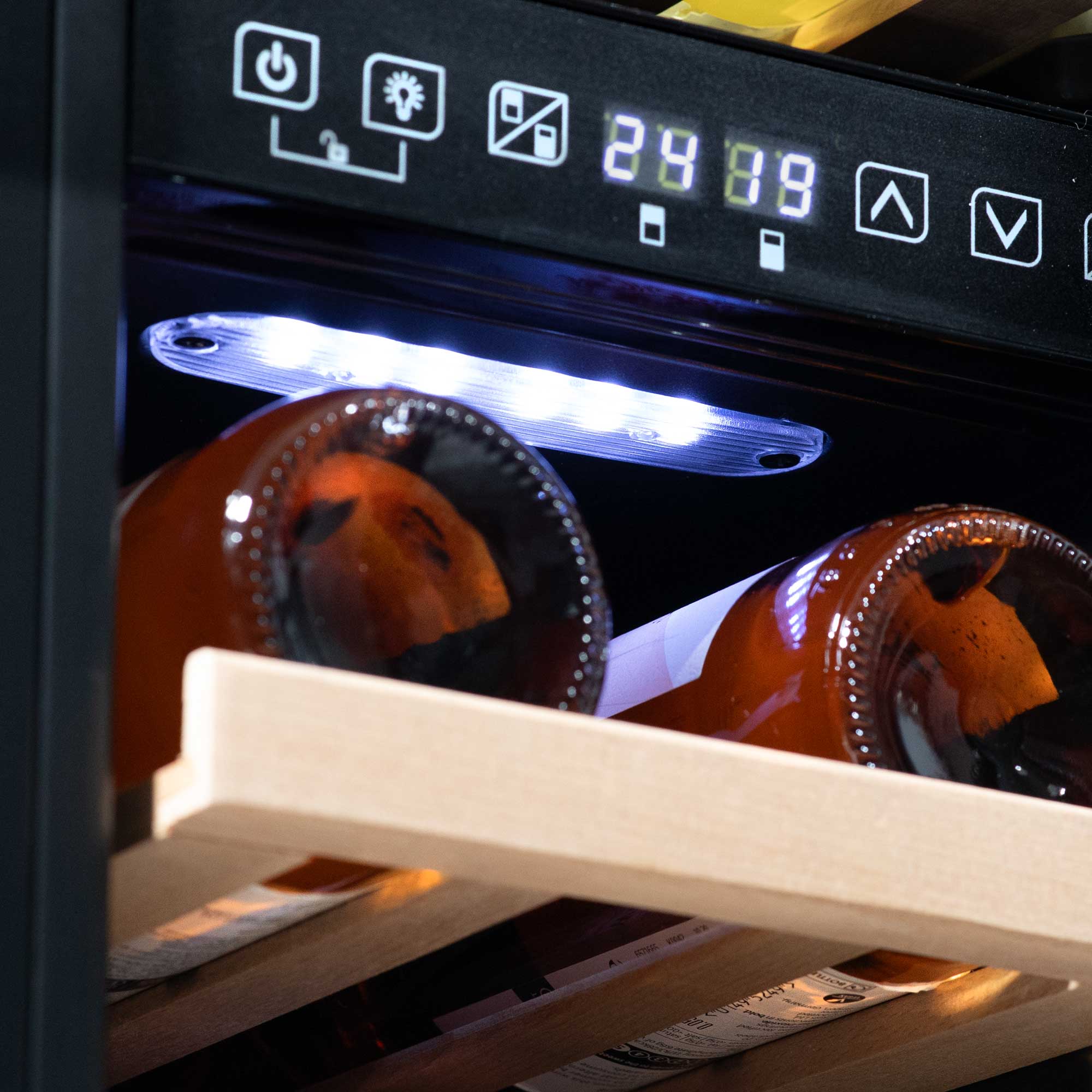 Baridi 17 Bottle Dual Zone Wine Cooler - 30cm Built-In Refrigerator with Touch Screen Controls, Black (DH204) - Perfect for Kitchen, Bar, or Dining Room Wine Storage