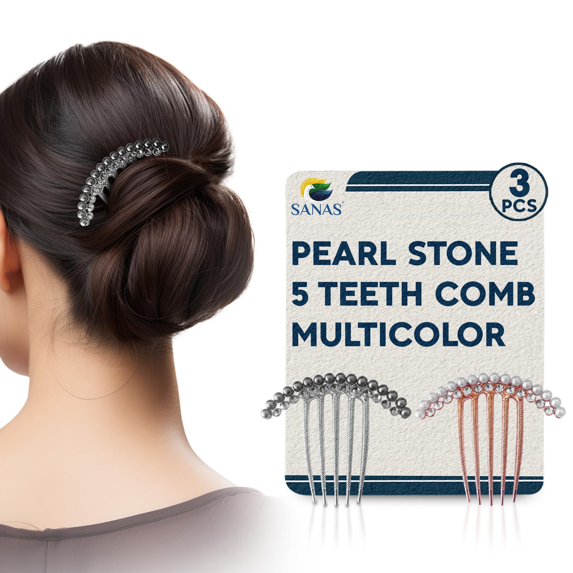 Elegant 3-Piece Wedding Hair Accessories Set for Women - Stylish Bun Clips & Hairpins for Parties, Bridal & Special Occasions - Multicolor Hair Decoration (Perfect for Bridal Showers, Prom & Formal Events)