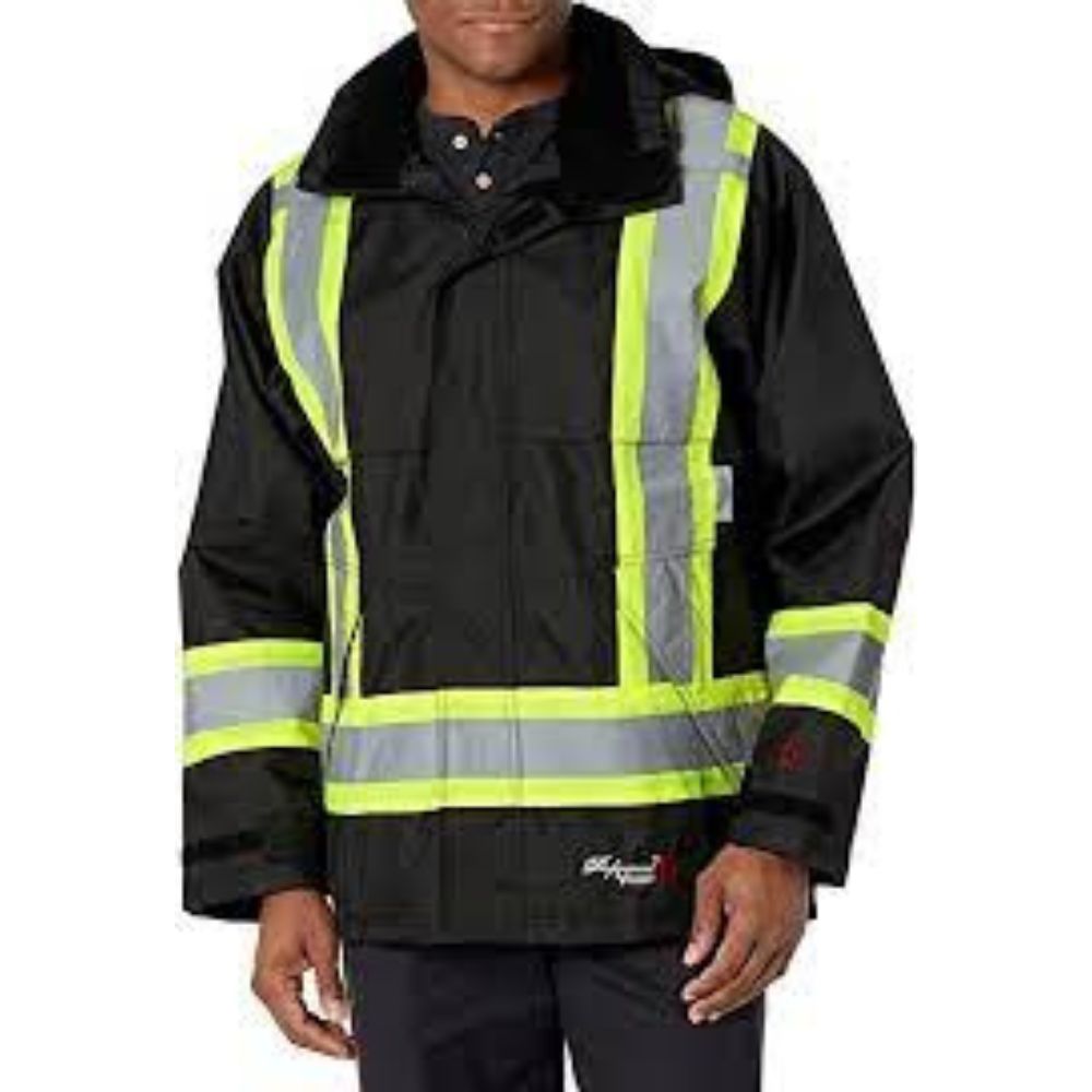 Viking Flame Resistant Journeyman 300D Ripstop High Visibility Jacket 3907FRJ   Black