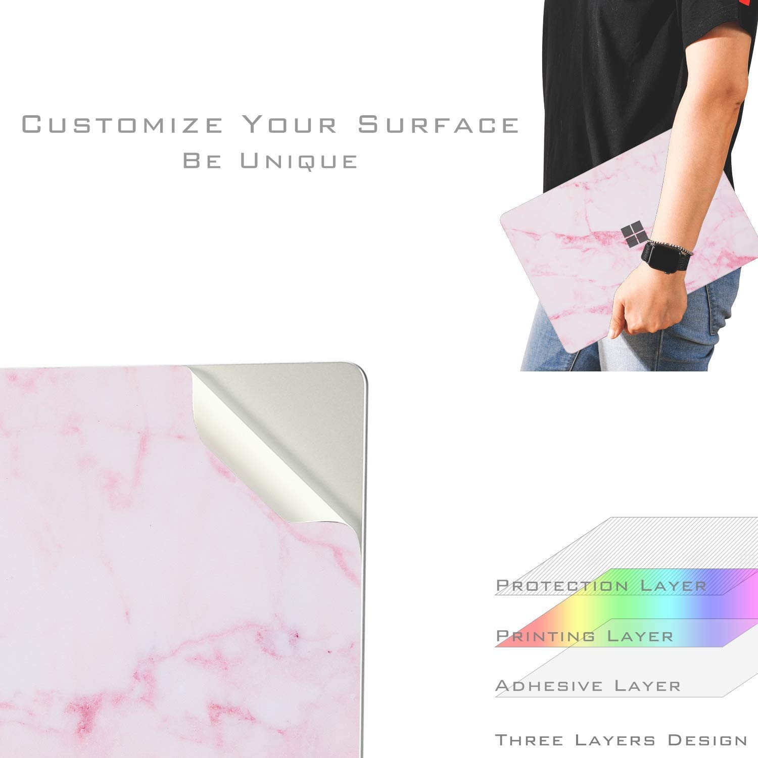 Pink Marble Vinyl Skin Cover Decal Sticker for Microsoft Surface Laptop Go 3/2/12.4
