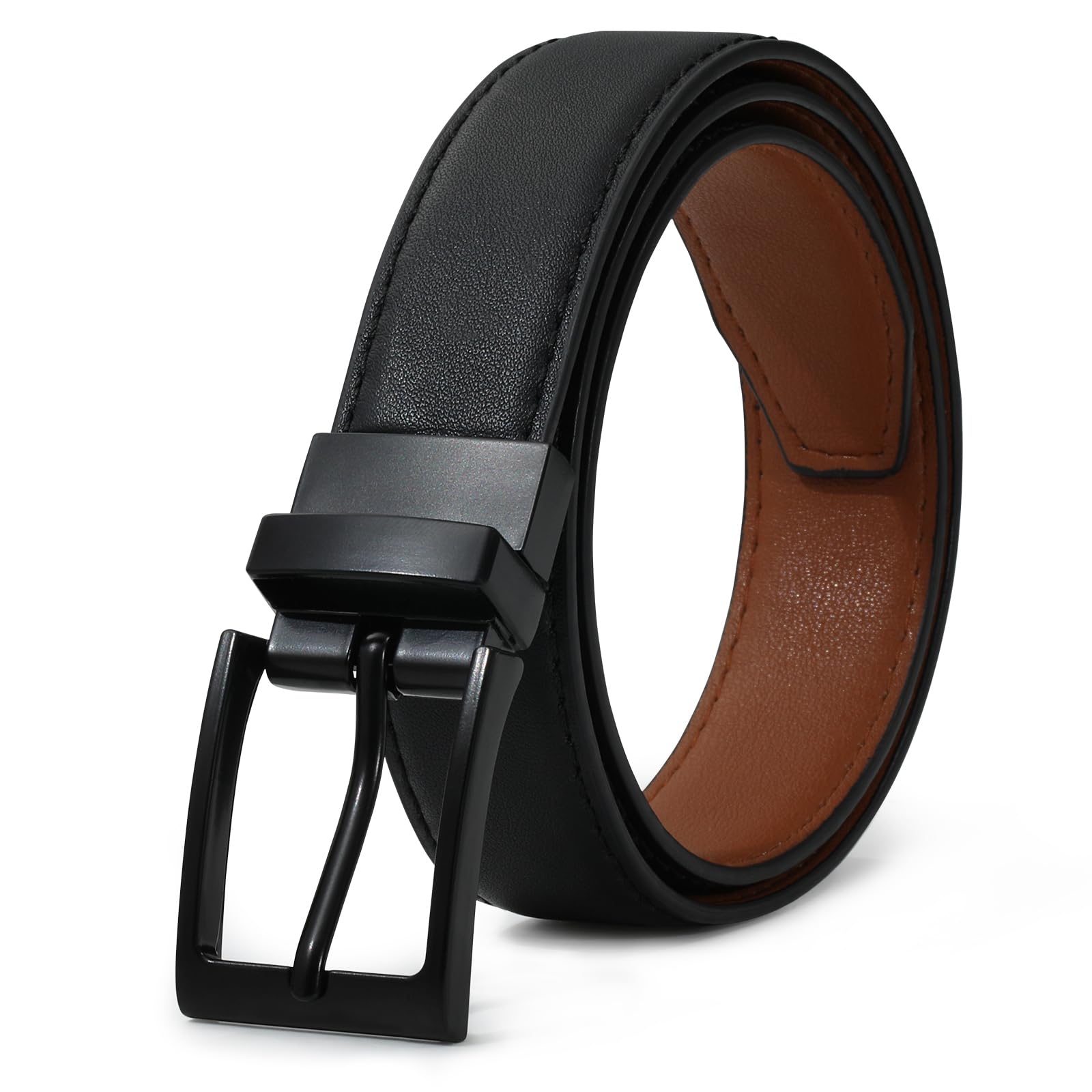 AWAYTR Reversible Kids Belts for Boys - Adjustable Black & Brown Leather Belt for School Uniform, Casual Jeans & Dress Pants | Perfect for School, Church & Everyday Wear