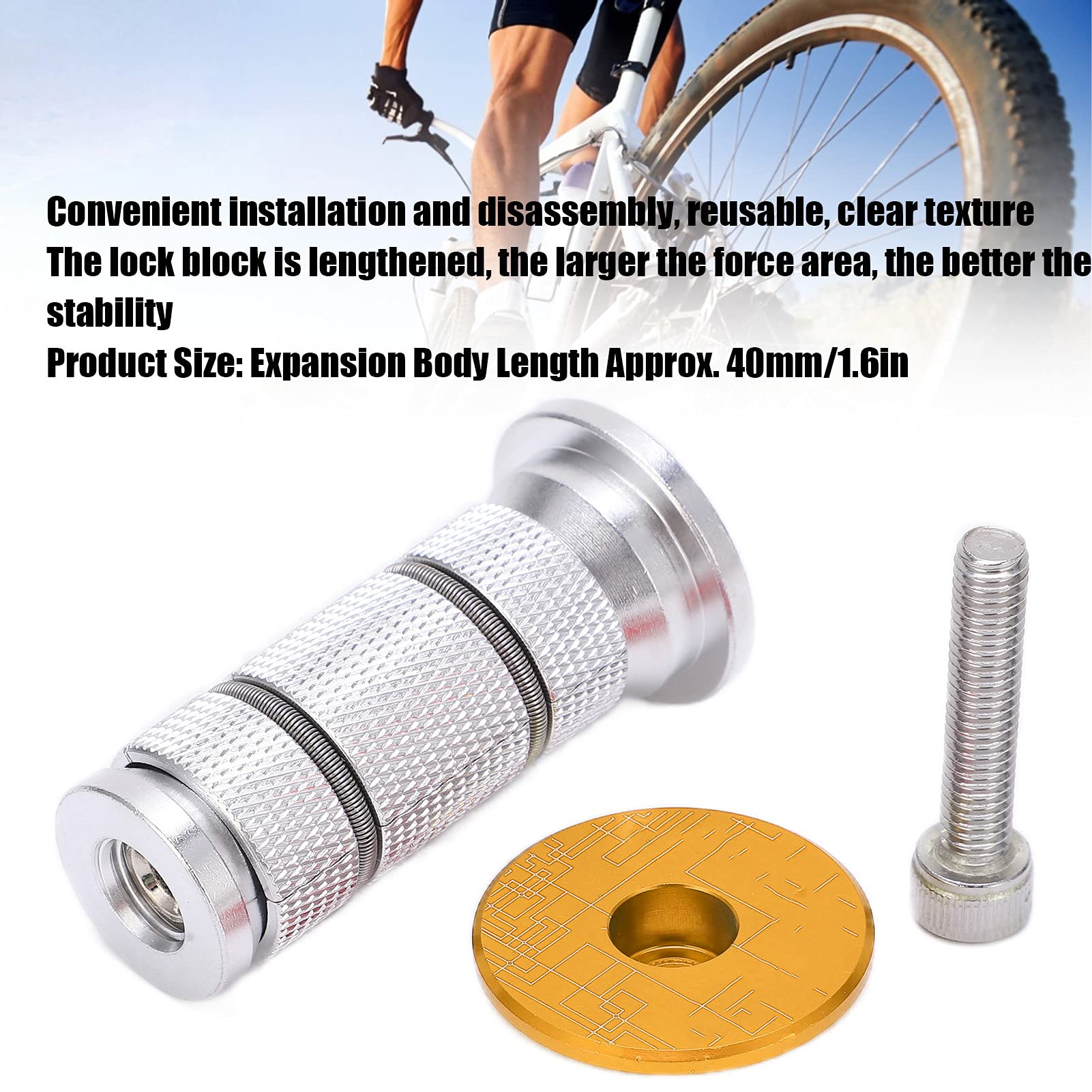 VBESTLIFE Bike Headset Expander Stem - CNC Threaded Compression Plug with Knurling for Carbon Fiber Forks | Reusable & Clear Texture | Perfect for Road Bikes, Mountain Bikes & Cycling Accessories