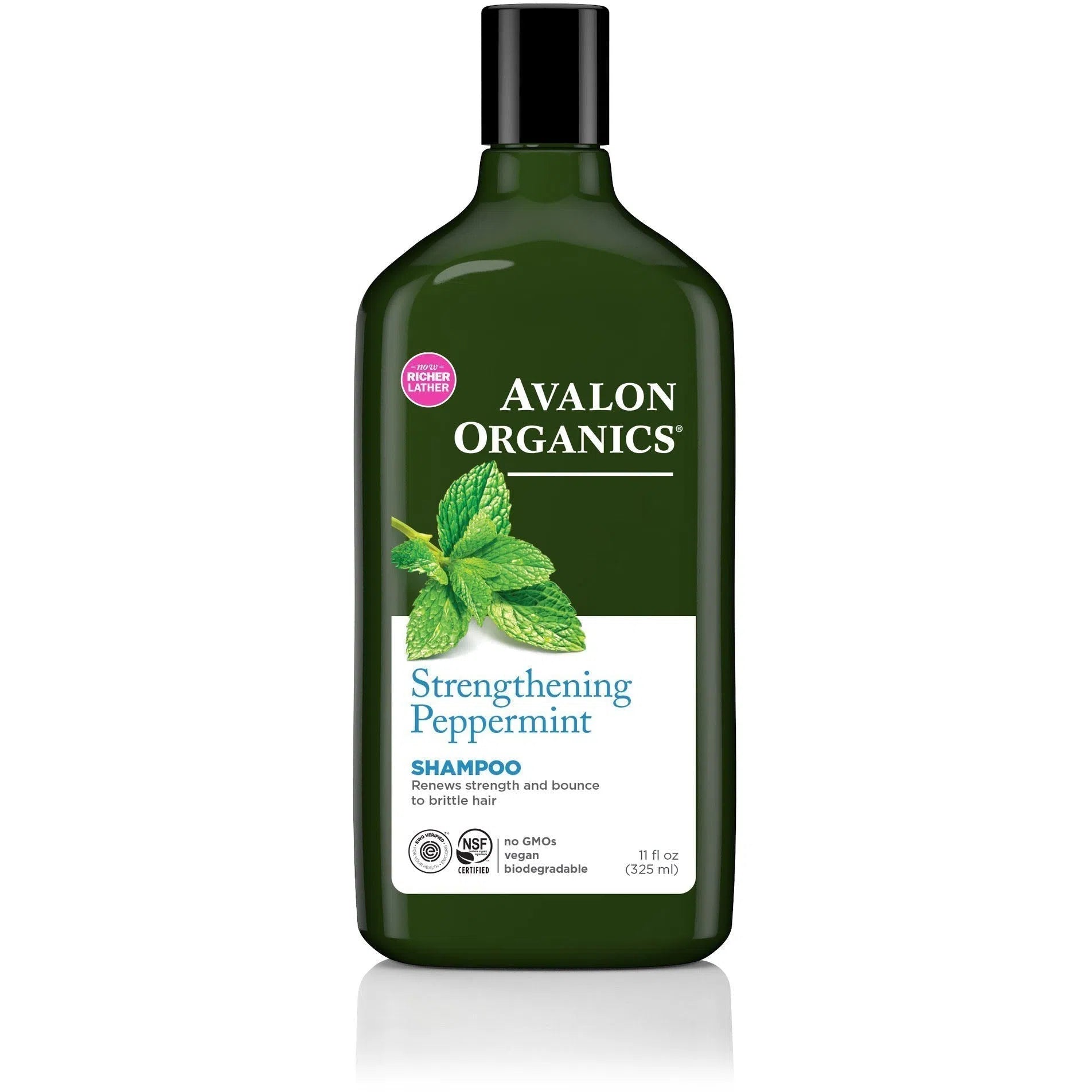 Avalon Organics Strengthening Peppermint Shampoo for Hair Growth & Scalp Care - Refreshing Minty Cleanse for Daily Use & Color-Treated Hair