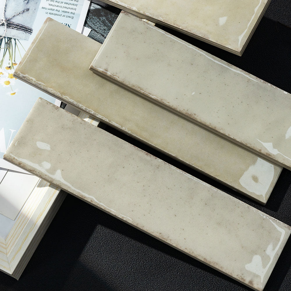 Ravello Alabaster 60x240 Glossy Zellige Subway Tile - Premium Ceramic Wall & Backsplash Tile for Kitchen, Bathroom, and Shower