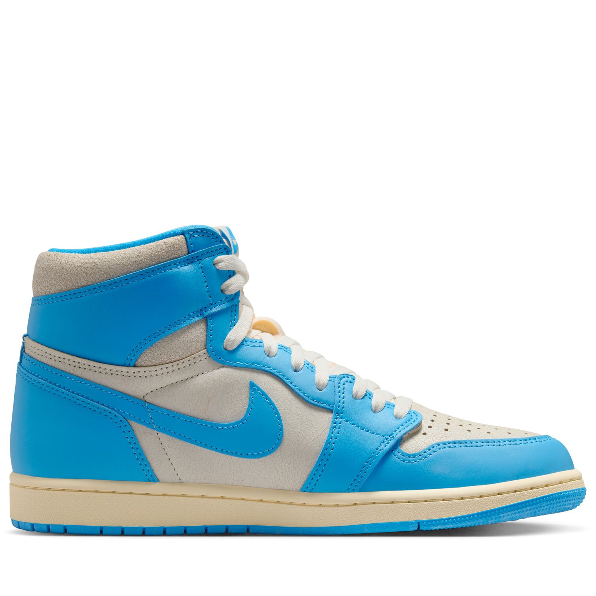 Air Jordan 1 Retro High OG 'UNC Reimagined' Sneakers - Dark Powder Blue/Sail Colorway - Men's Basketball Shoes for Casual Wear & Street Style
