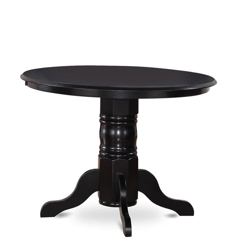 East West Furniture SHDL3-BLK-W 3-Piece Round Dining Table Set with Pedestal Base & 2 Chairs, 42x42 Inch, Black - Perfect for Small Spaces, Apartments & Cozy Kitchens