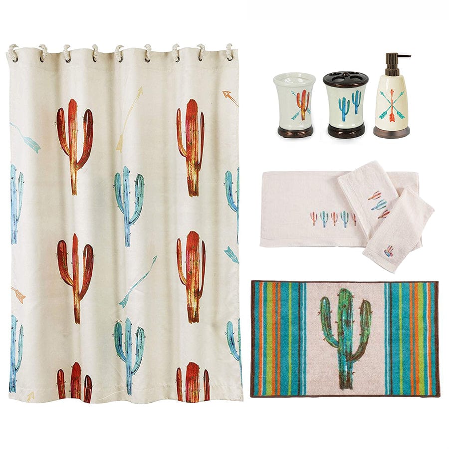 8-Piece Cactus Bathroom Accessory Set with Soft Cream Towels - Perfect for Spa, Guest Bathrooms, and Home Decor