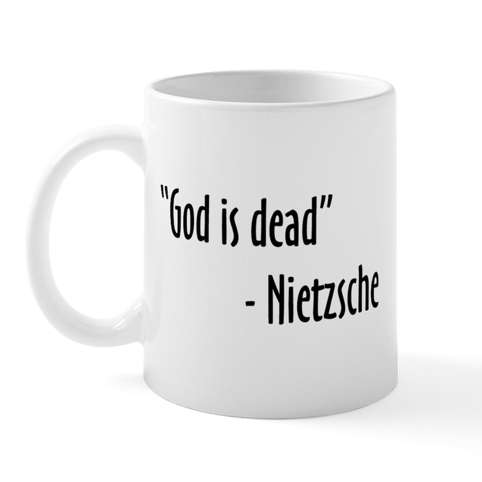 Nietzsche and God Are Dead 11 oz (325 ml) Ceramic Coffee Mug - Funny Philosophy Quote Mug for Coffee Lovers, Office Humor Gift, Perfect for Home, Office & College Use