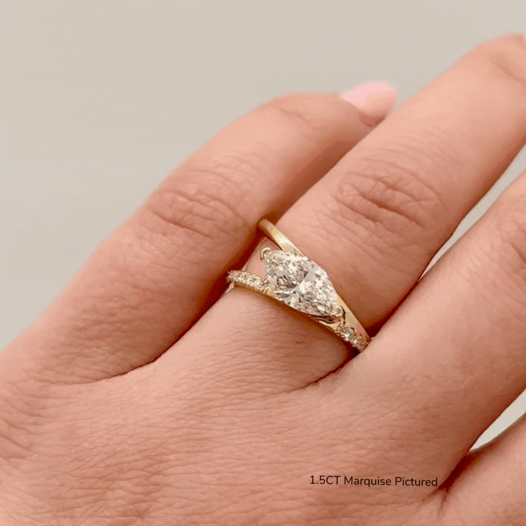 Exquisite Marquise Cut Diamond V Ring with Pavé Bottom Band - Perfect for Engagement, Wedding & Anniversary Gifts