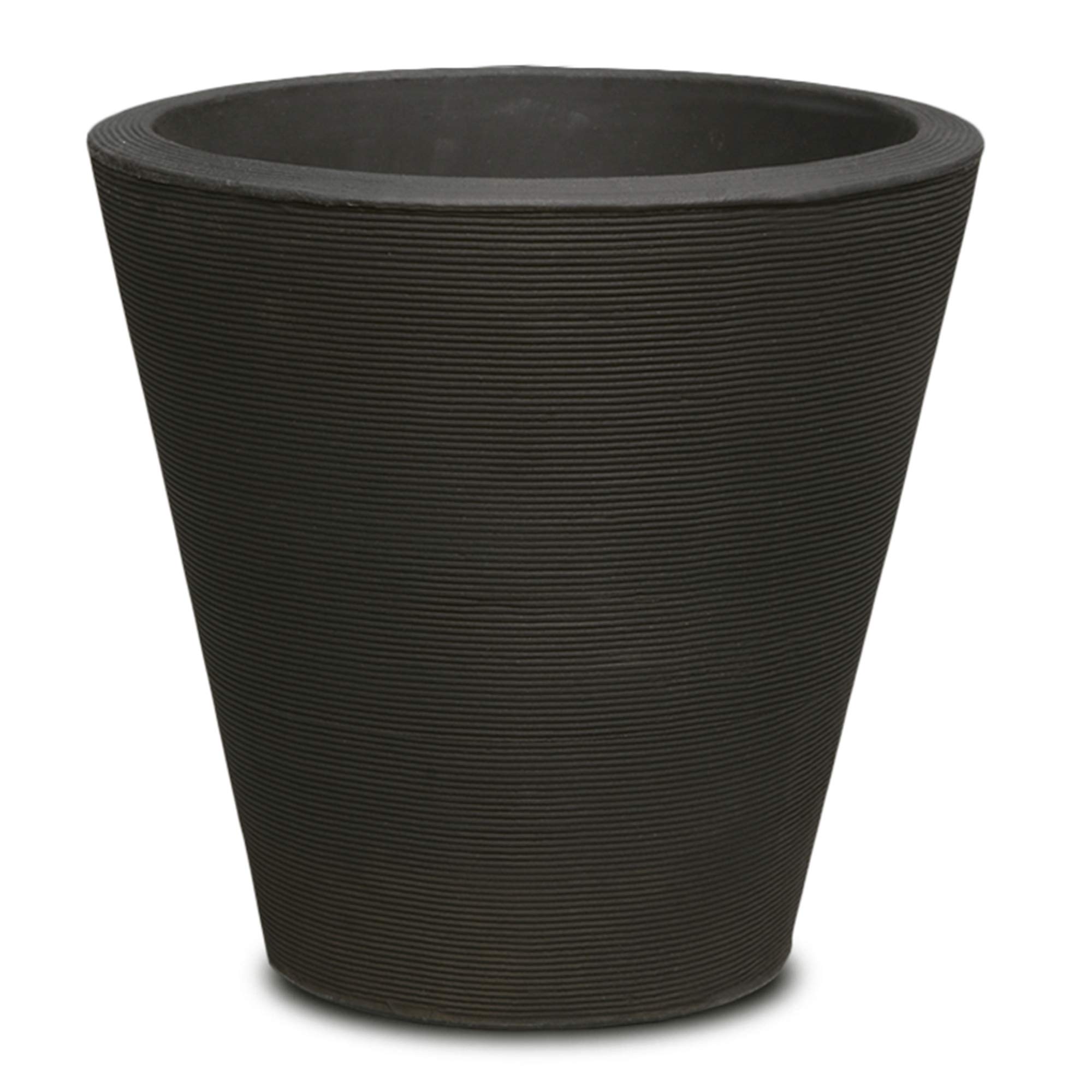 Crescent Garden Rotational Molded Madison Planter - 20 Inch Caviar Black Outdoor Flower Pot | Perfect for Patio, Garden & Home Decor