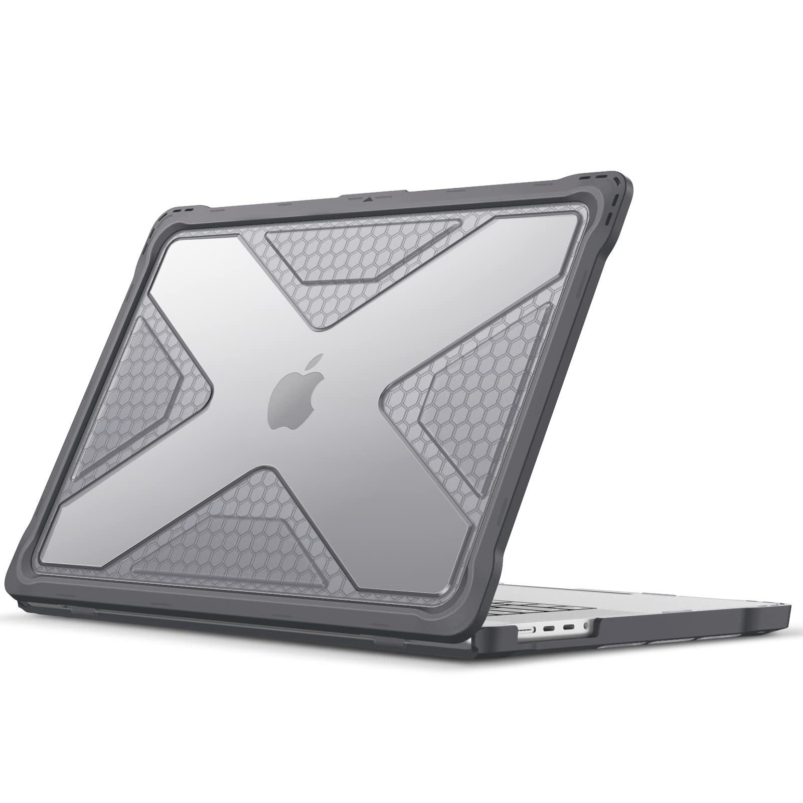 Fintie Rugged Hard Shell Case for MacBook Pro 16 Inch (2021-2024 Models A2485/A2780/A2991/A3186/A3403) - Shockproof TPU Bumper Cover Compatible with M1/M2/M3/M4 Pro/Max Chip - Durable Protection for Work, Travel & School (Gray)