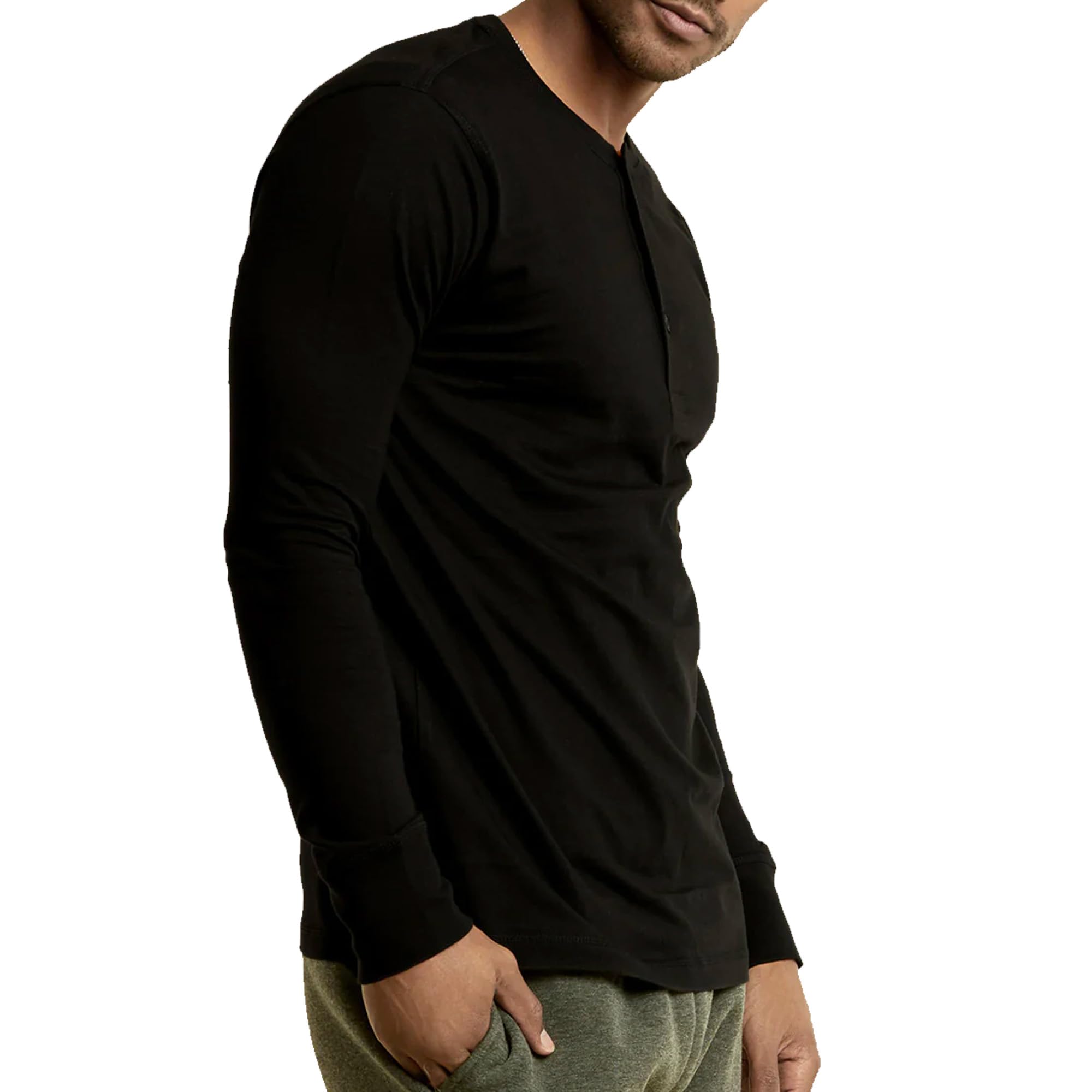 SLM Men's 100% Cotton Thermal Henley Shirt - Waffle Knit & Plain Undershirt for Winter Warmth, Layering & Outdoor Activities
