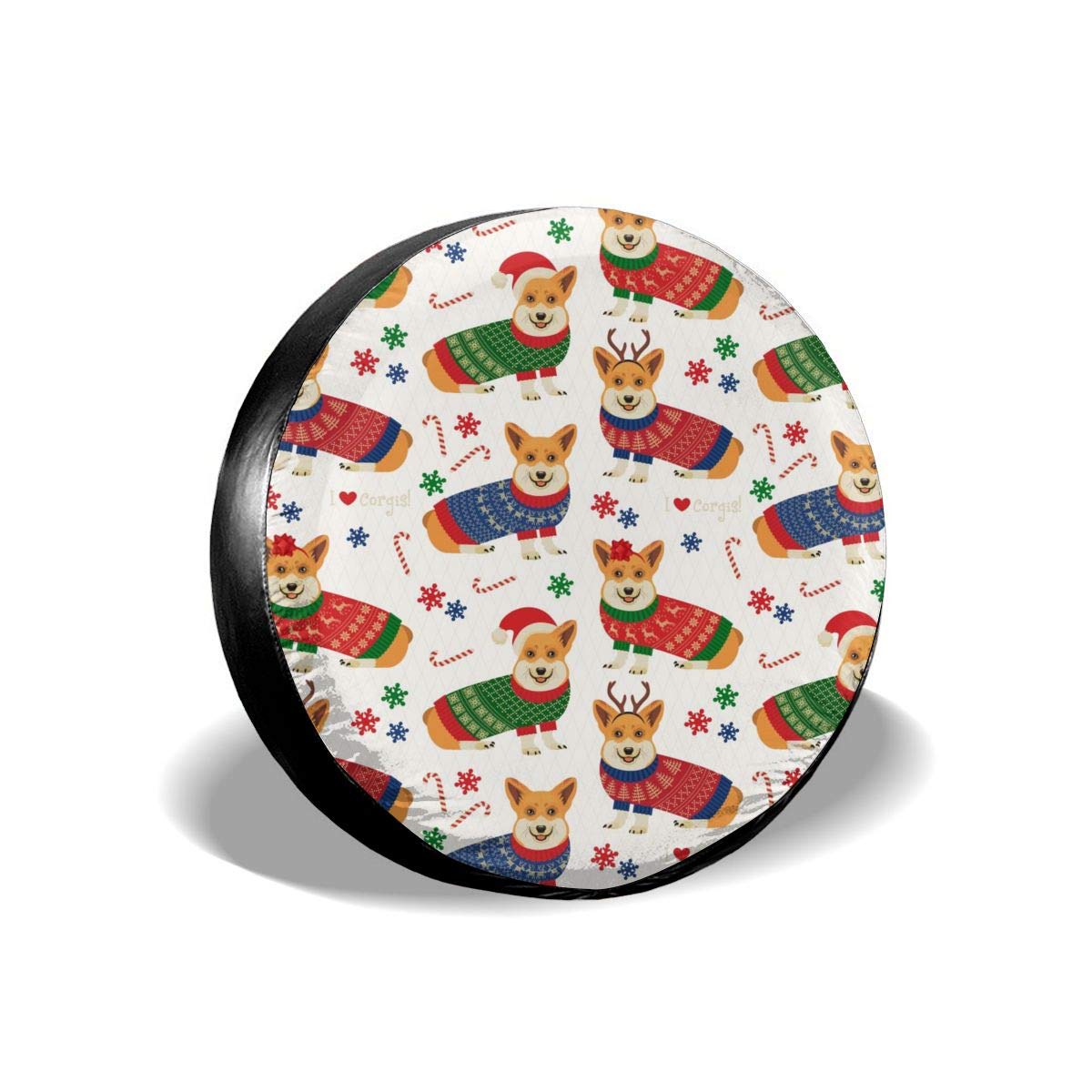 Evergreen Fir Branches Christmas Tree Tire Cover - Weatherproof Wheel Cover for Jeep, Trailer, RV, SUV (Fits 14