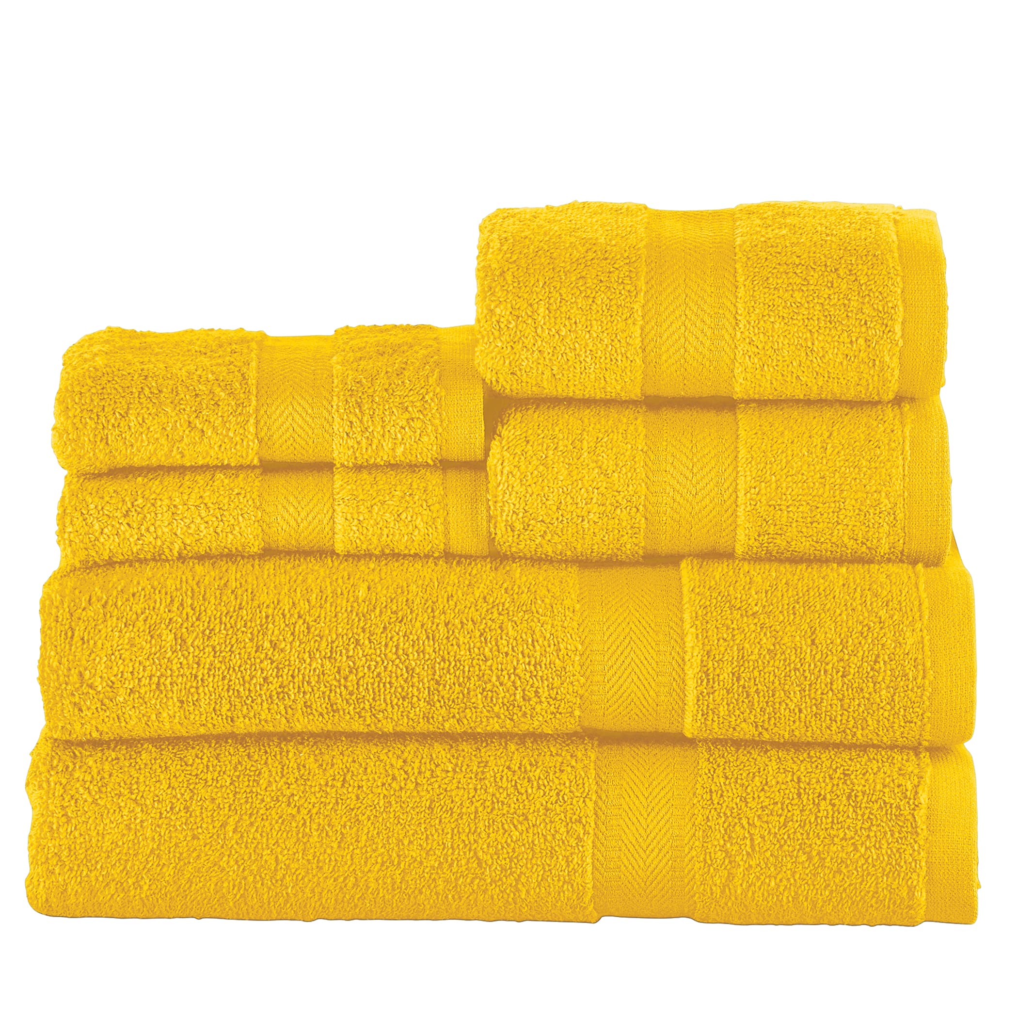 Collections Etc Zero Twist Bath Towel Set - 6-Piece Soft & Absorbent Yellow Towels for Spa, Bathroom & Pool Use