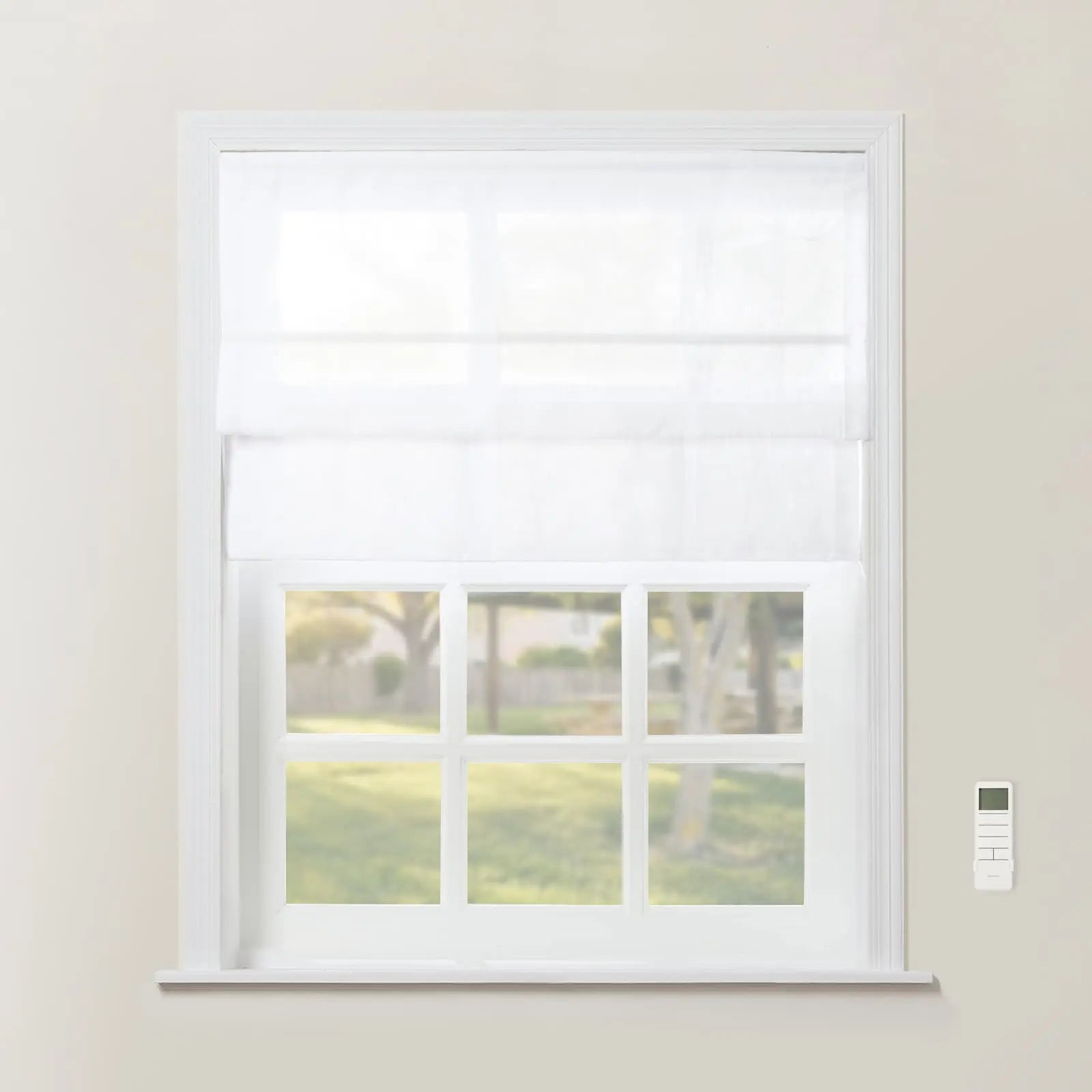 Smart Cordless Motorized Roman Shades - Remote Control Window Blinds for Home & Office - Perfect for Living Room, Bedroom, and Kitchen