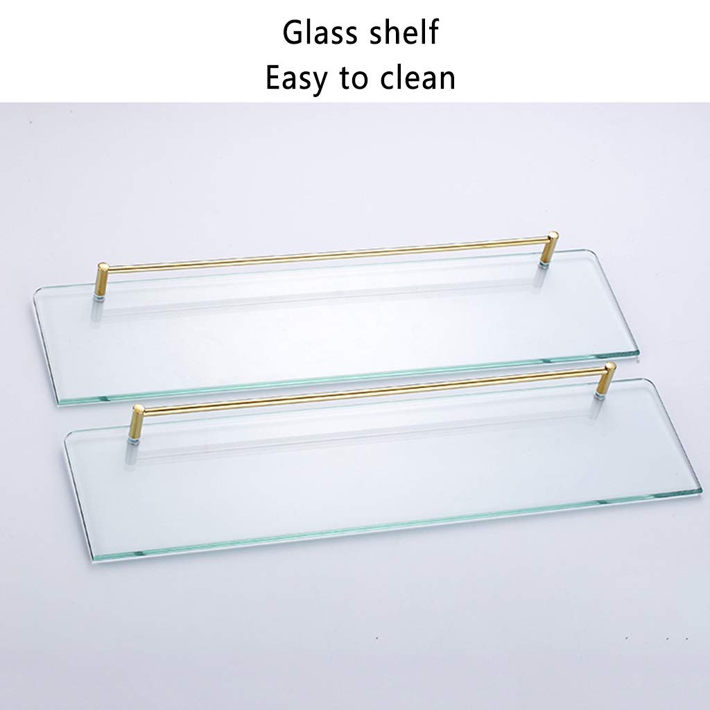 Premium Double Glass Bathroom Shelves - Waterproof Shower Storage Rack with Towel Holder | Rust-Resistant & Easy to Clean | Perfect for Organizing Cosmetics, Toiletries & Kitchen Spices | Ideal for Bathroom, Shower & Kitchen Storage Solutions